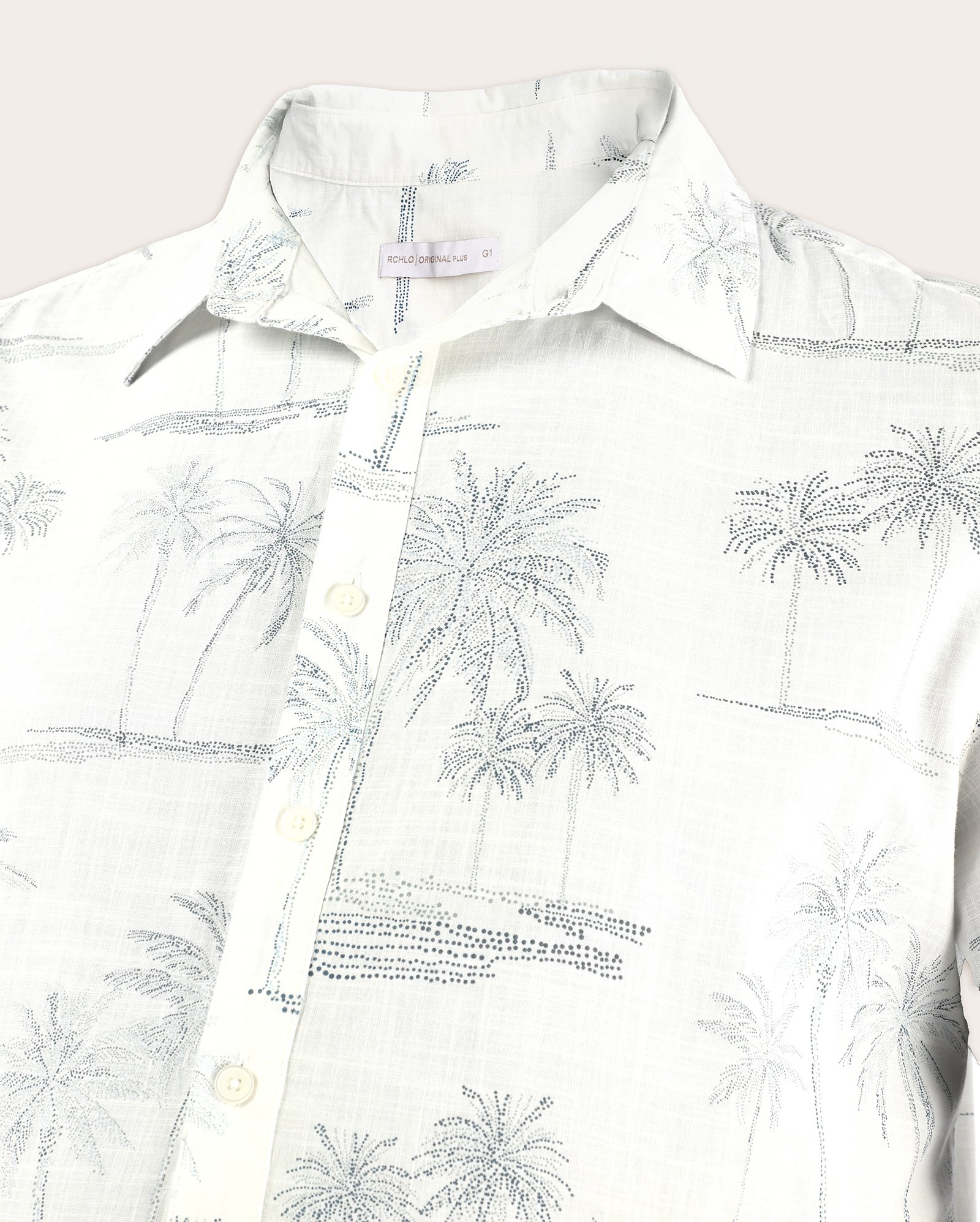 Camisa plus size masculina manga curta estampada - Branco