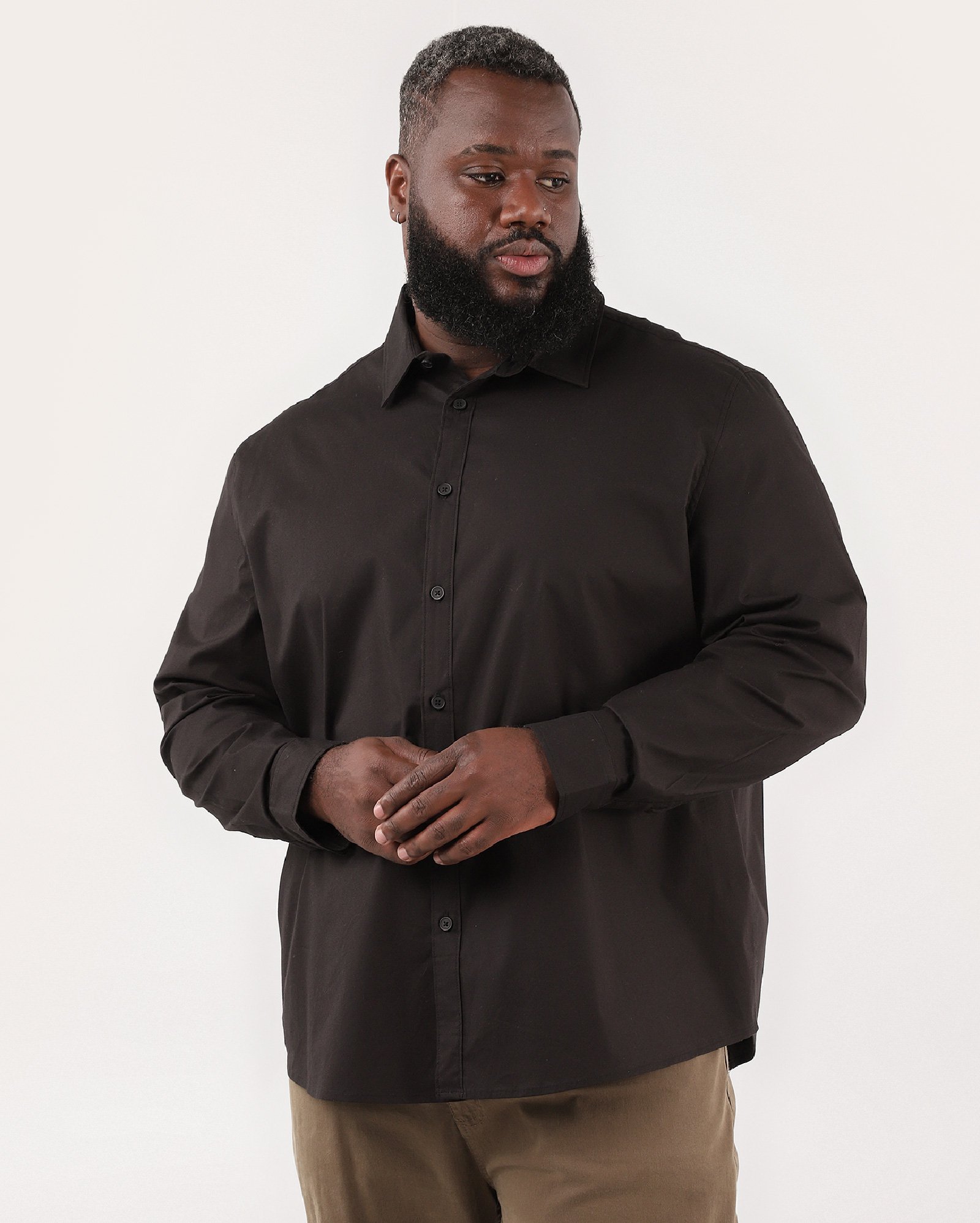 Camisa social plus size masculina regular - Preto | Original Plus by Riachuelo