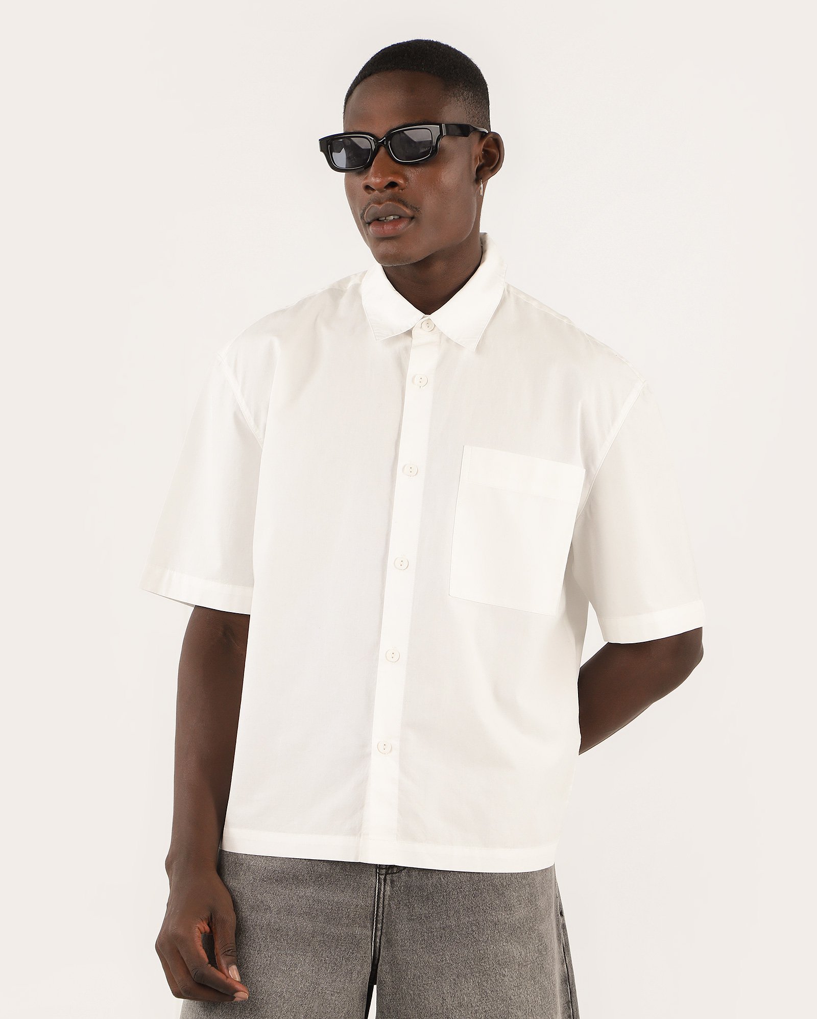 Camisa masculina bowling com bolso branca | Pool