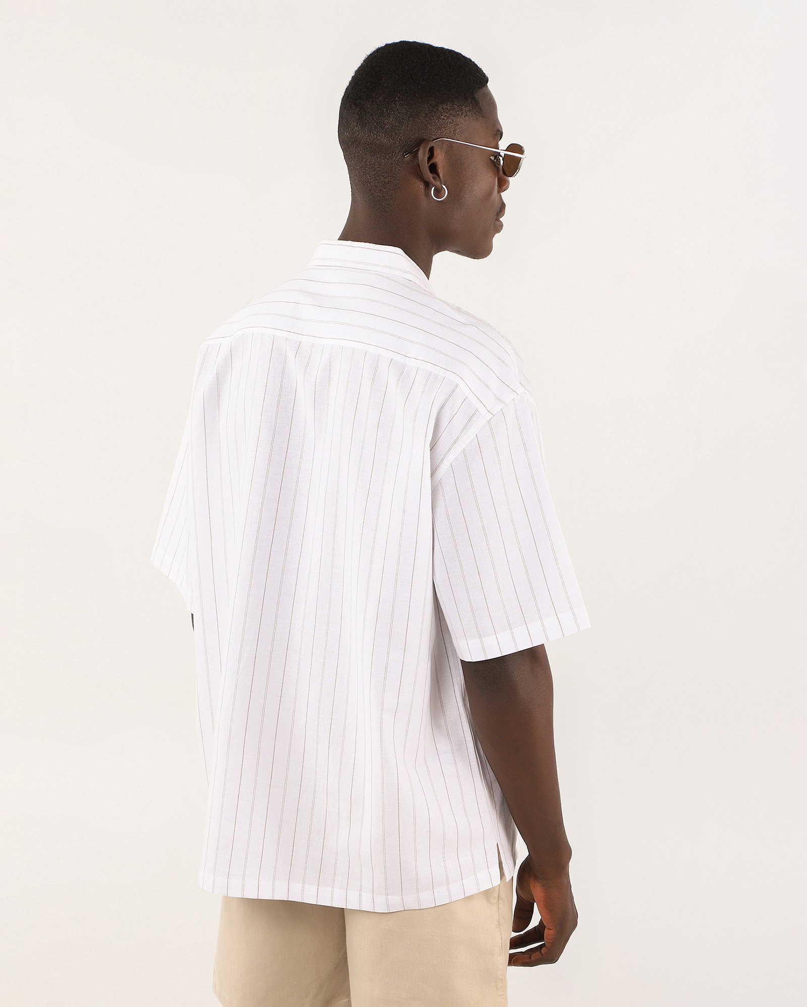 Camisa masculina bowling com bolso listrada branca | Pool — foto 6