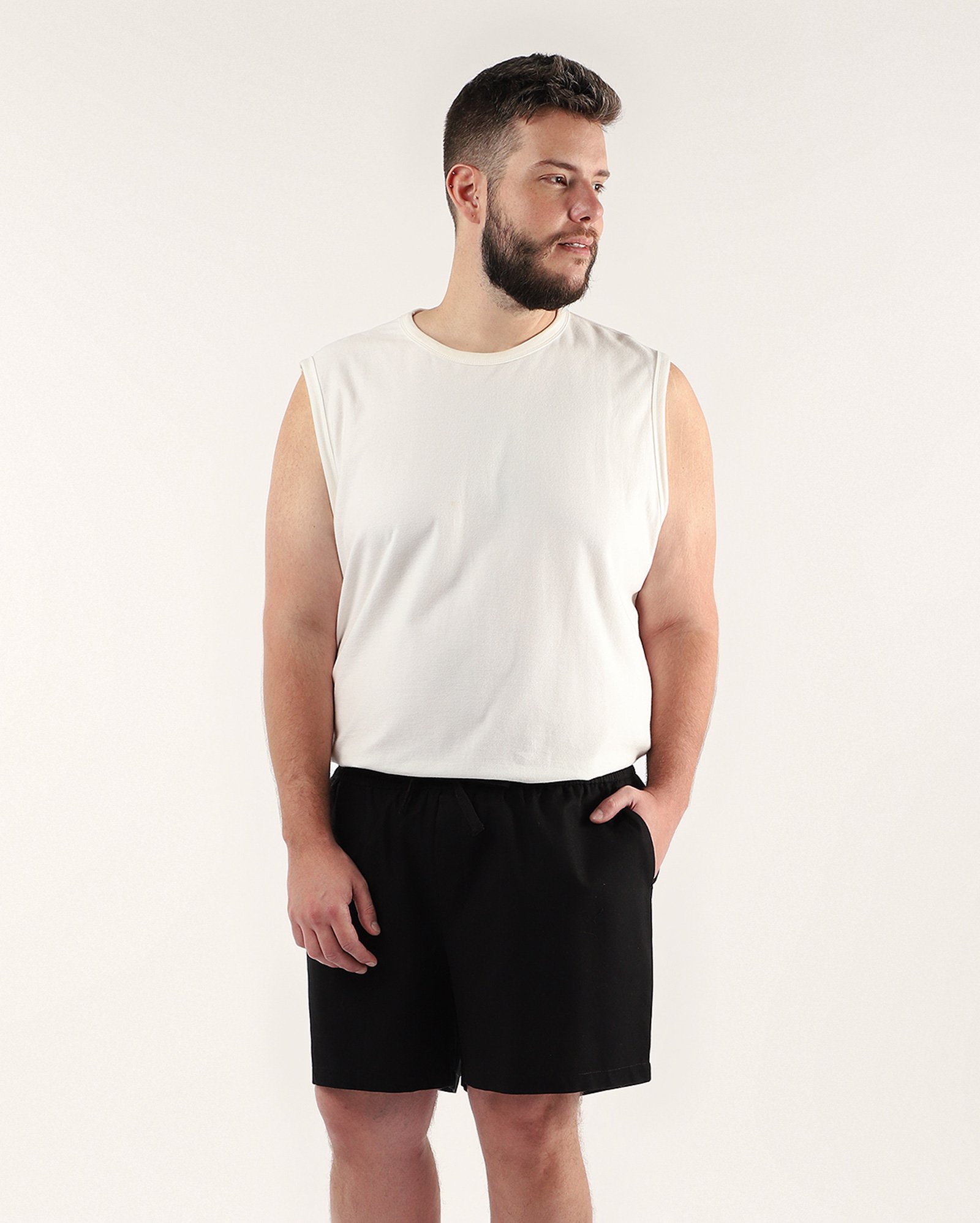 Bermuda plus size masculina slim viscolinho - Preto | Original Plus