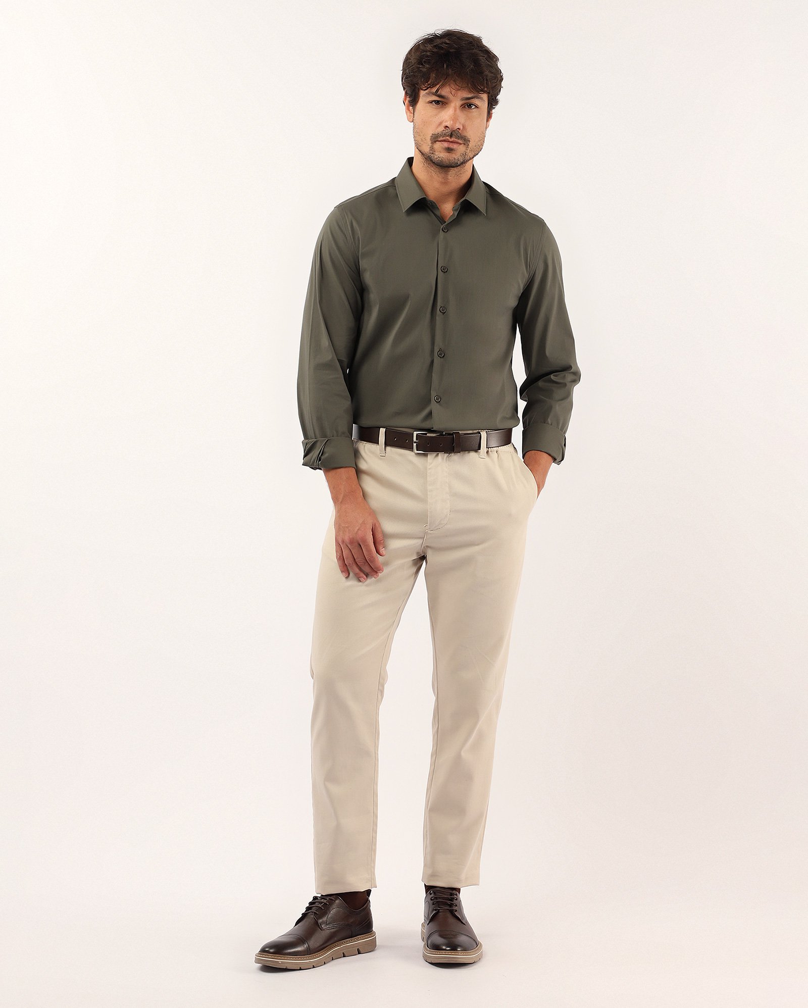 Camisa social masculina super slim cinza