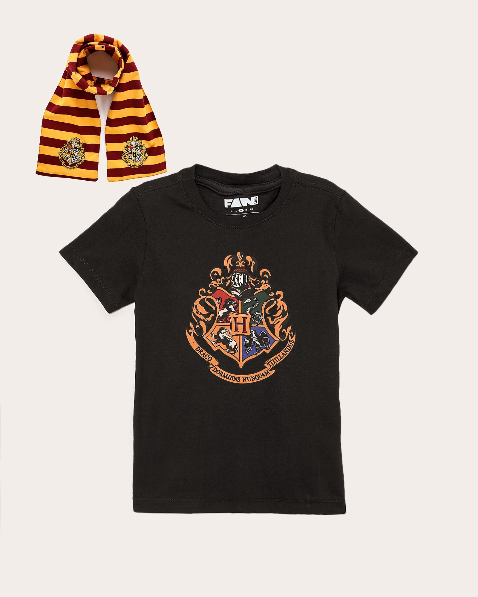 Camiseta infantil e cachecol Harry Potter 2-10A preta | FANLAB