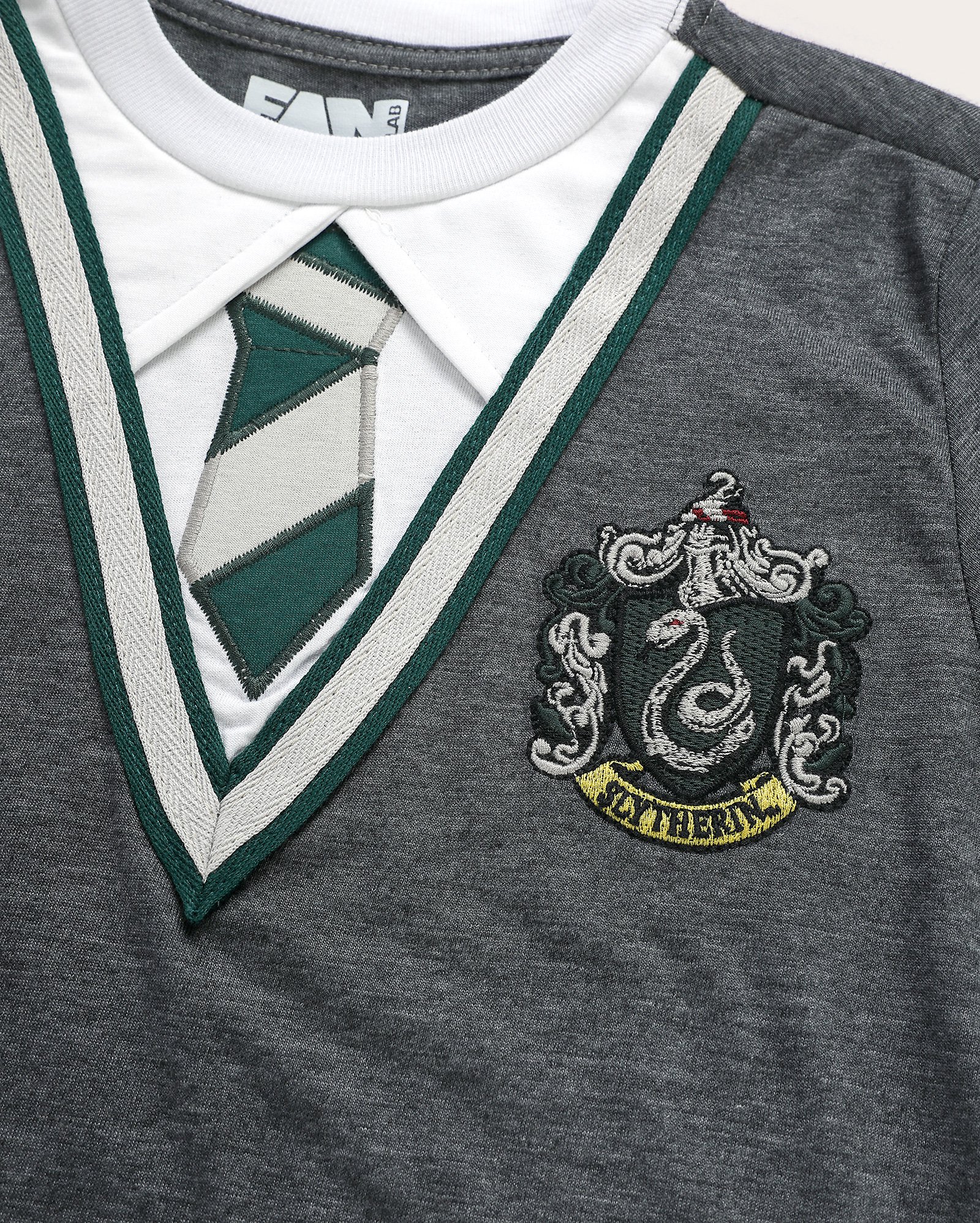 Camiseta infantojuvenil Sonserina Harry Potter mescla 2-12A cinza | FANLAB