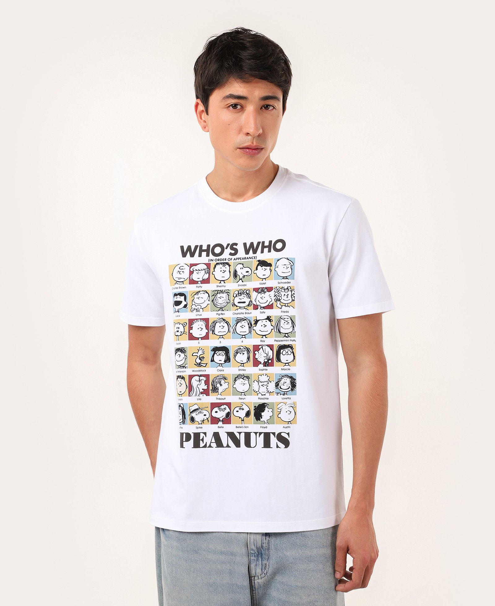 Camiseta masculina regular Peanuts who's who branca | FANLAB