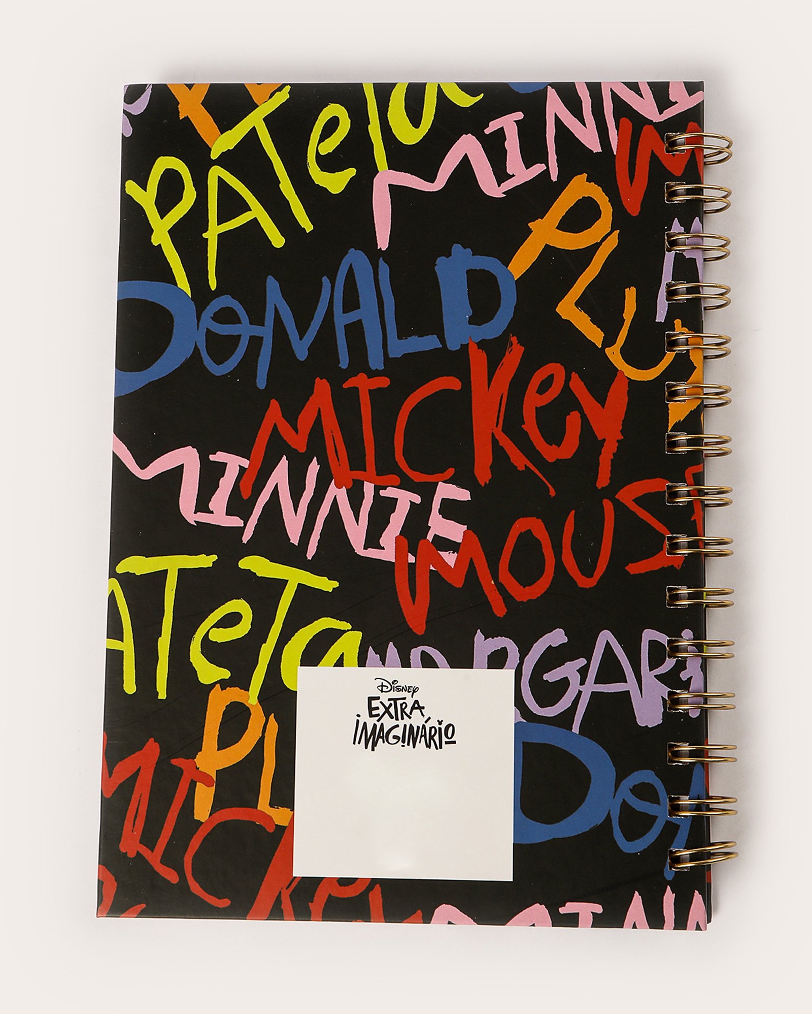 Caderno espiral Extraimaginário lettering preto | Disney
