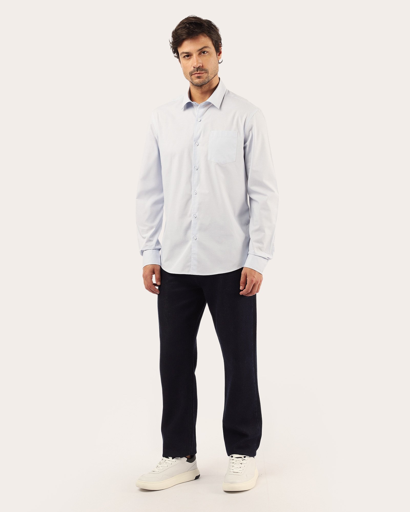Camisa social masculina slim com bolso - azul