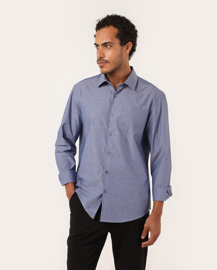 Riachuelo Camisa social masculina slim com bolso azul Original