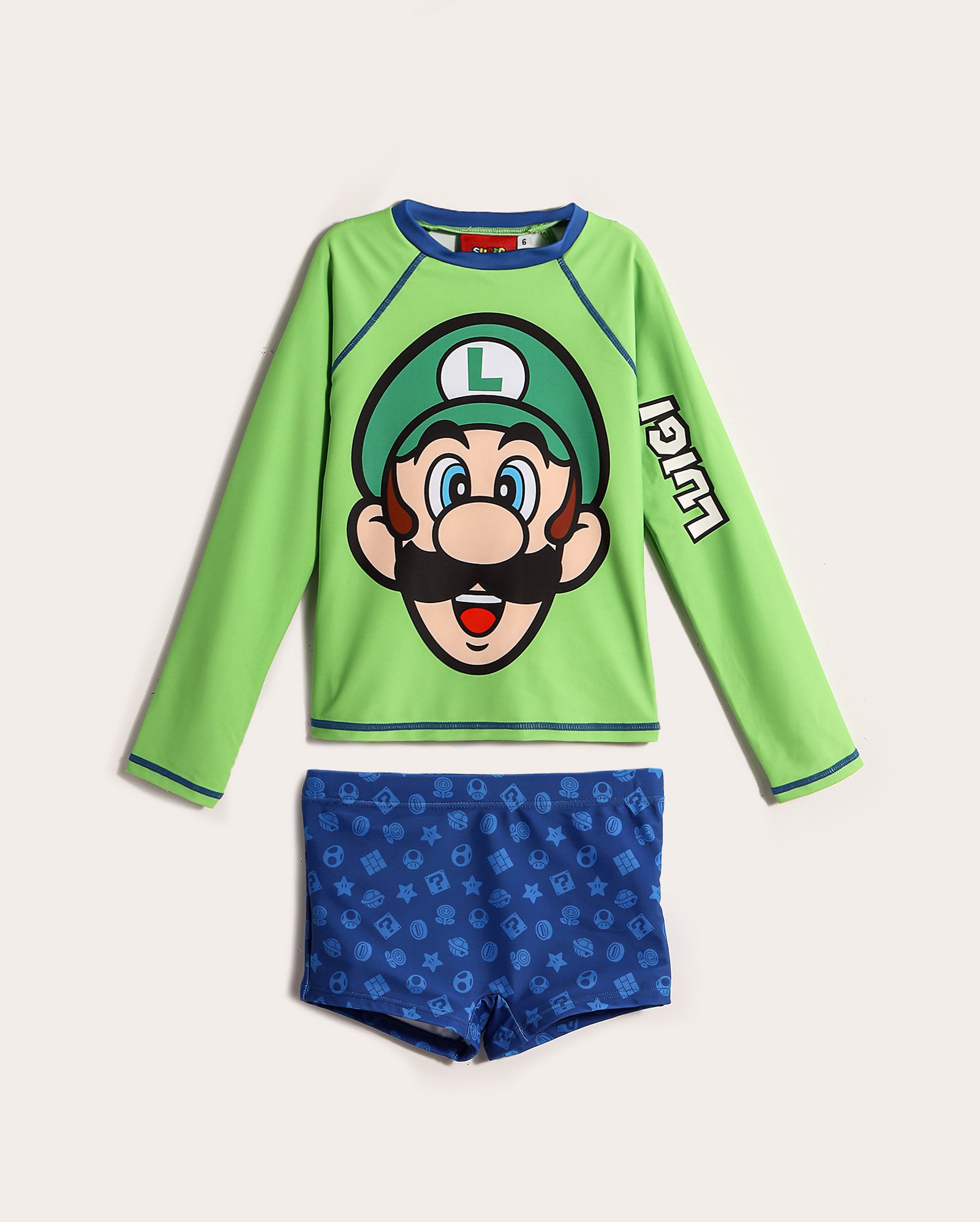 Conjunto praia infantil camiseta e sunga infantil Luigi verde | Nintendo