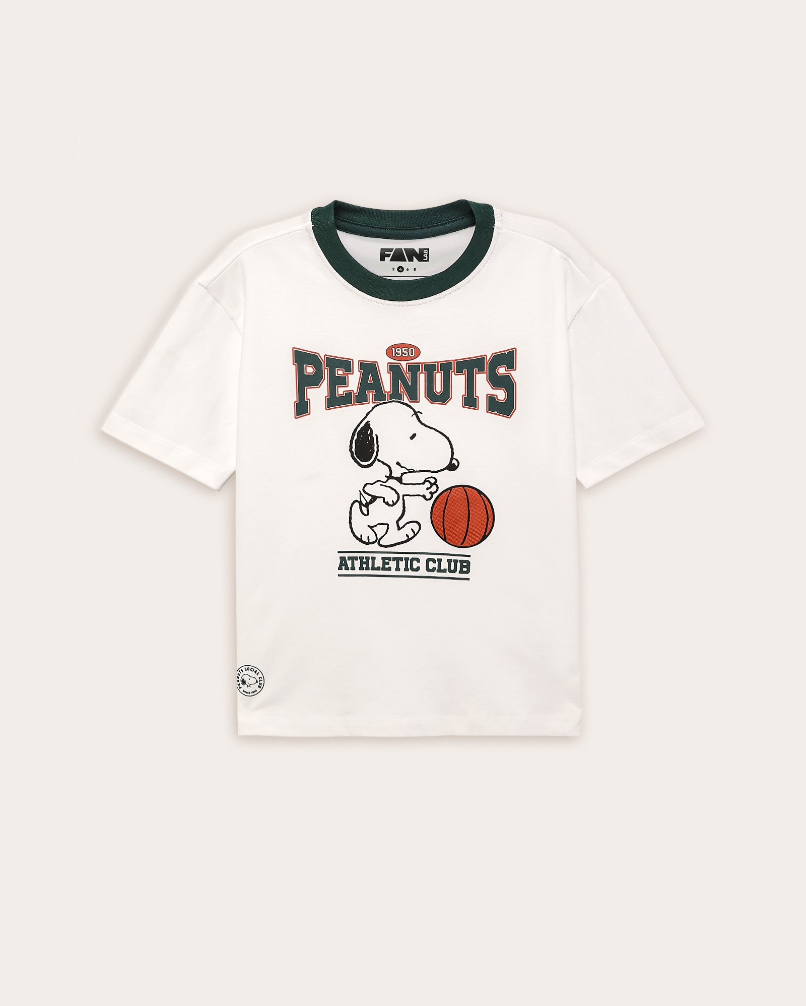 Camiseta infantil Snoopy basquete 2-8A branca | FANLAB