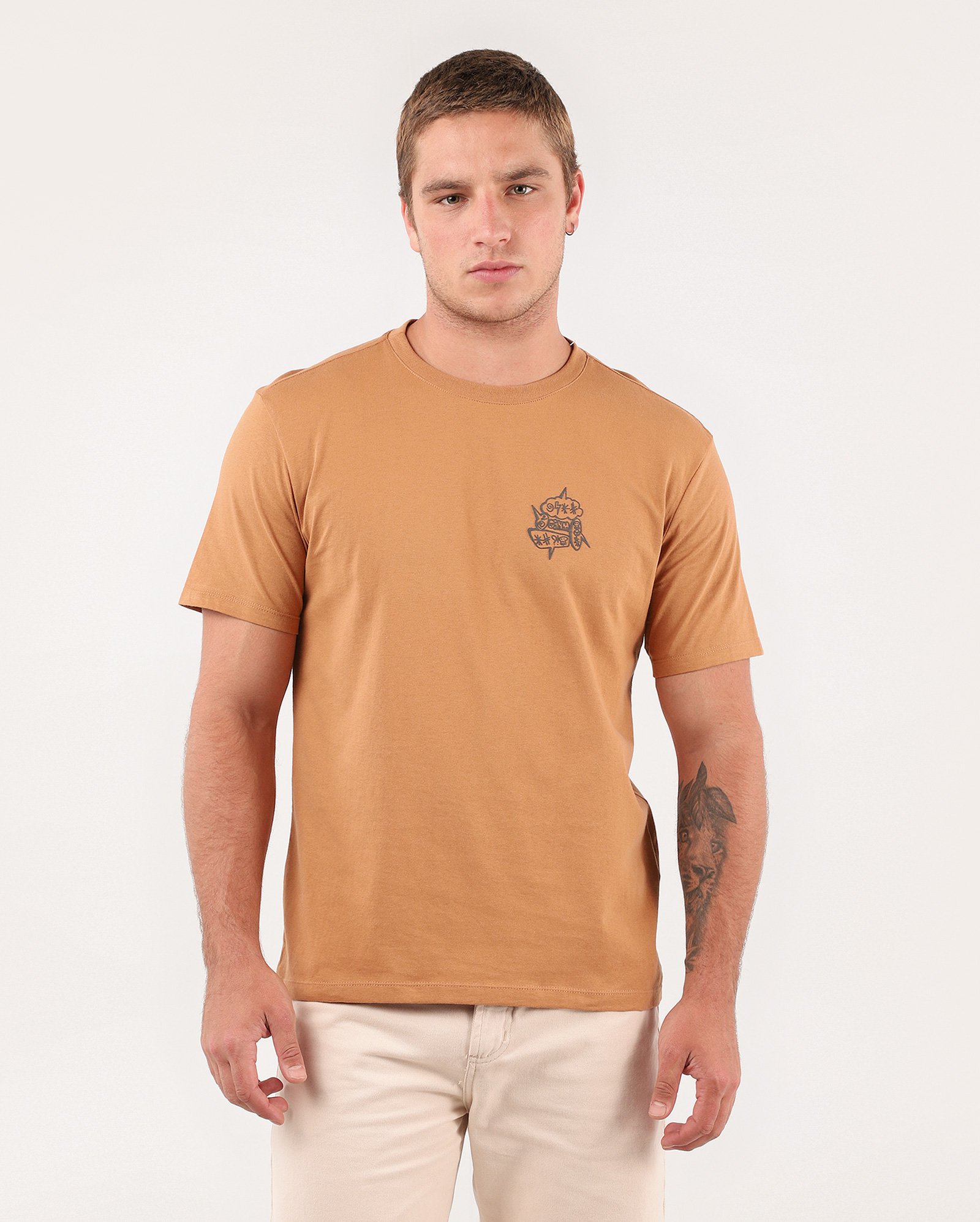 Camiseta masculina regular pensamentos grafite marrom | Pool