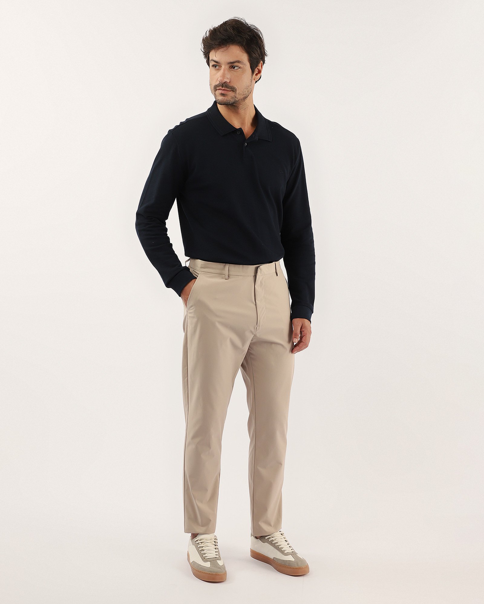 Calça masculina tech regular cós de elástico - Bege | Original