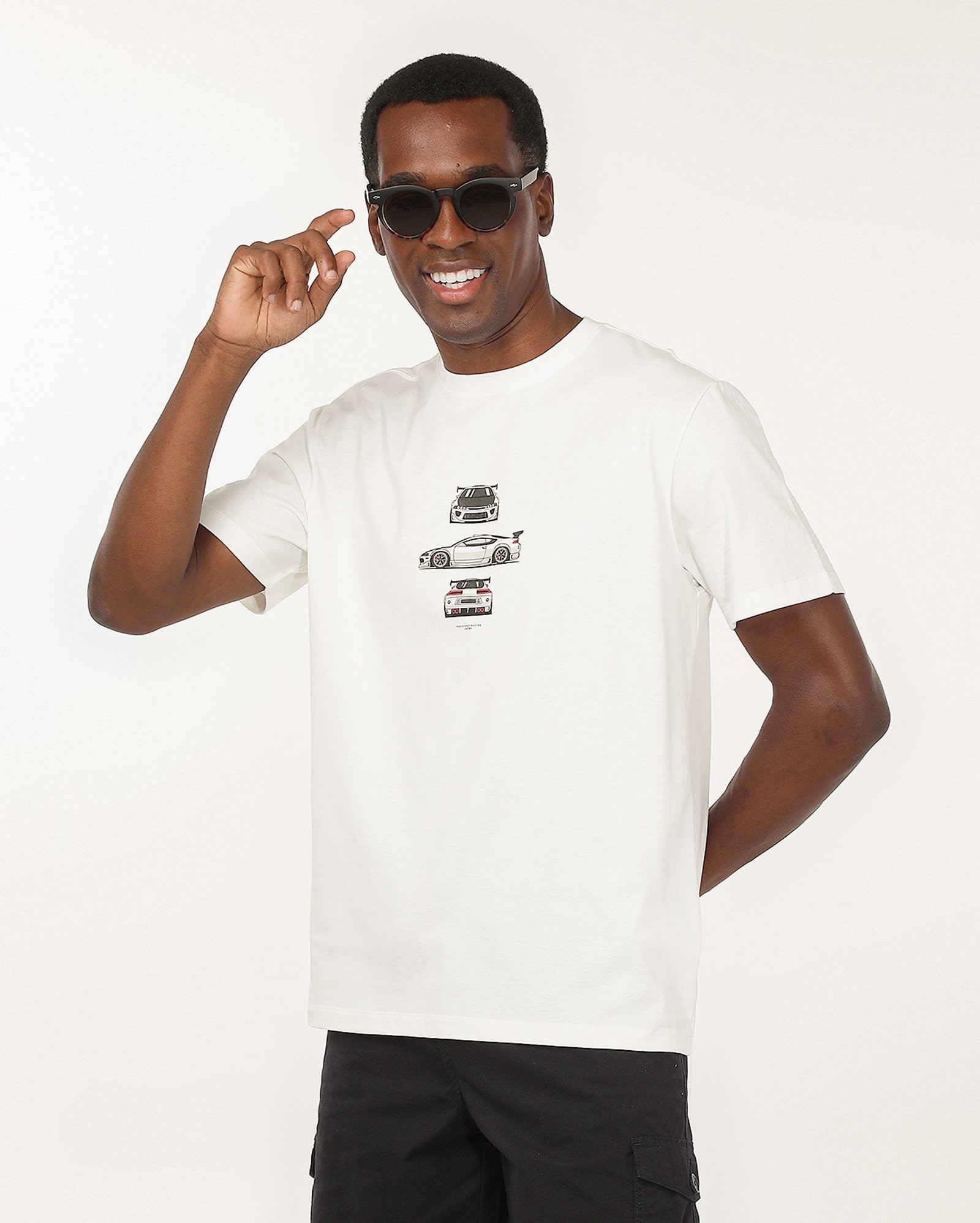 Camiseta masculina regular street racing branca