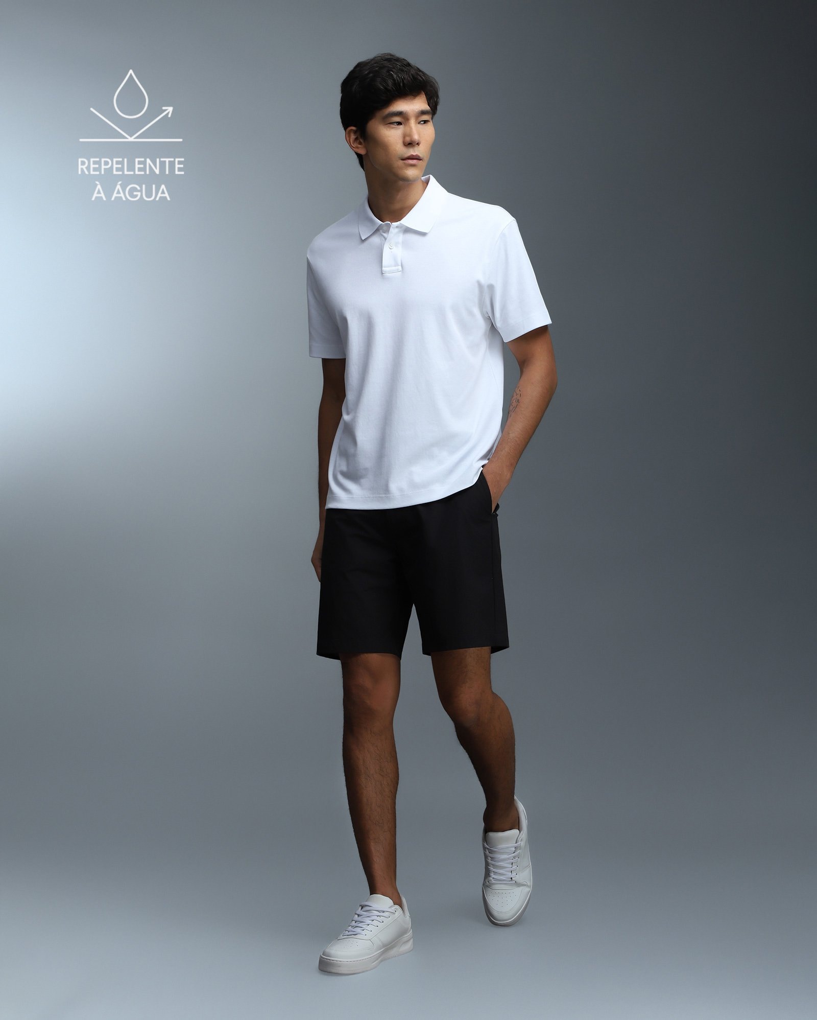 Bermuda masculina Tech D-Ultra resistente à água - Preto