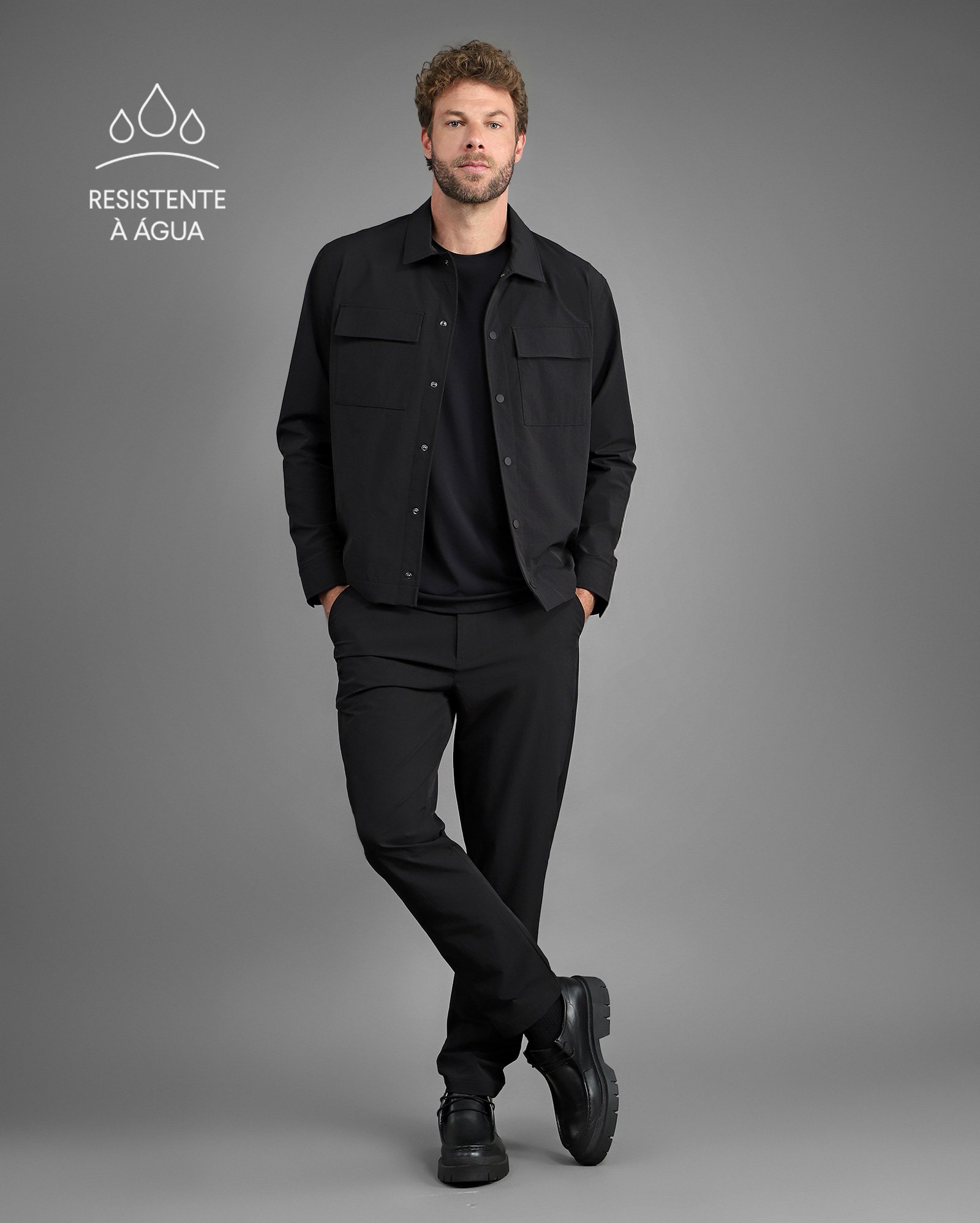 Calça masculina Tech D-Ultra resistente à água - Preto