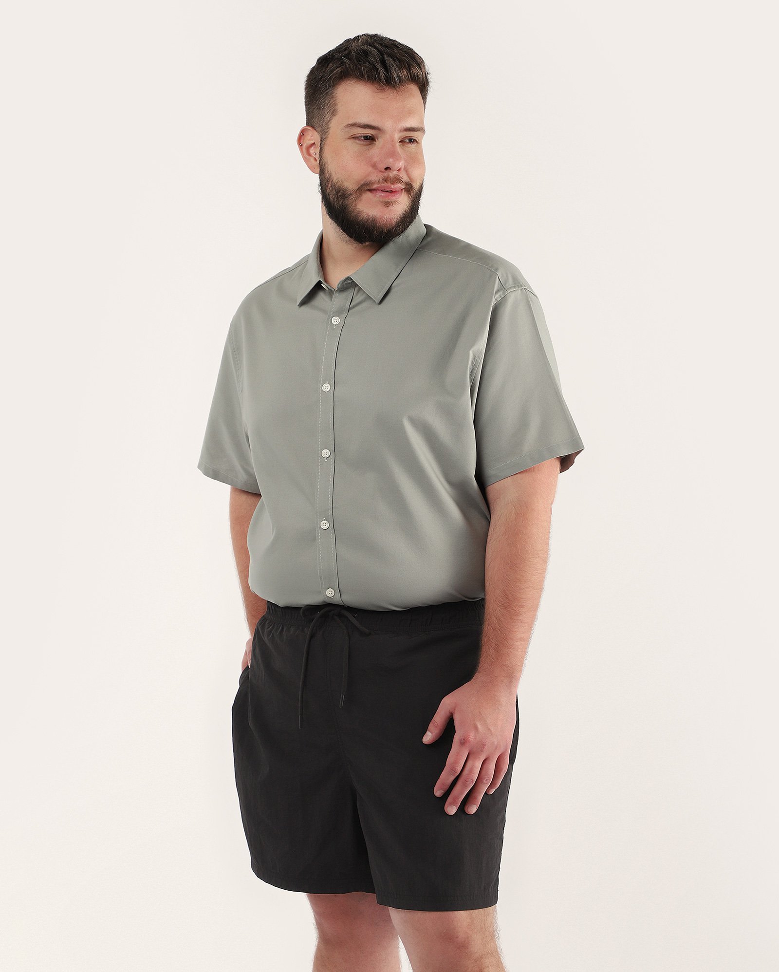 Bermuda plus size masculina reta texturizada - Preto