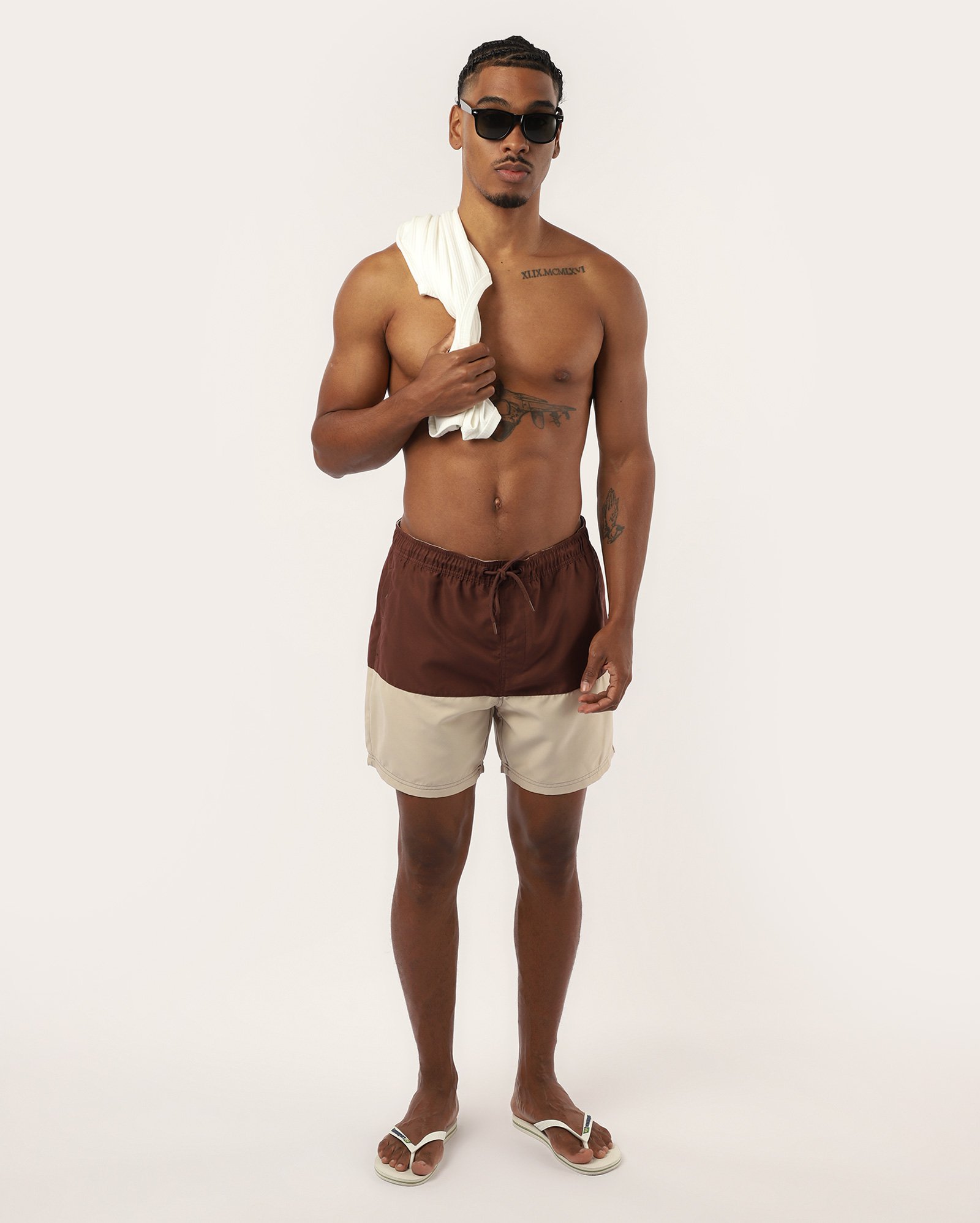 Short água masculino com cordão multicor