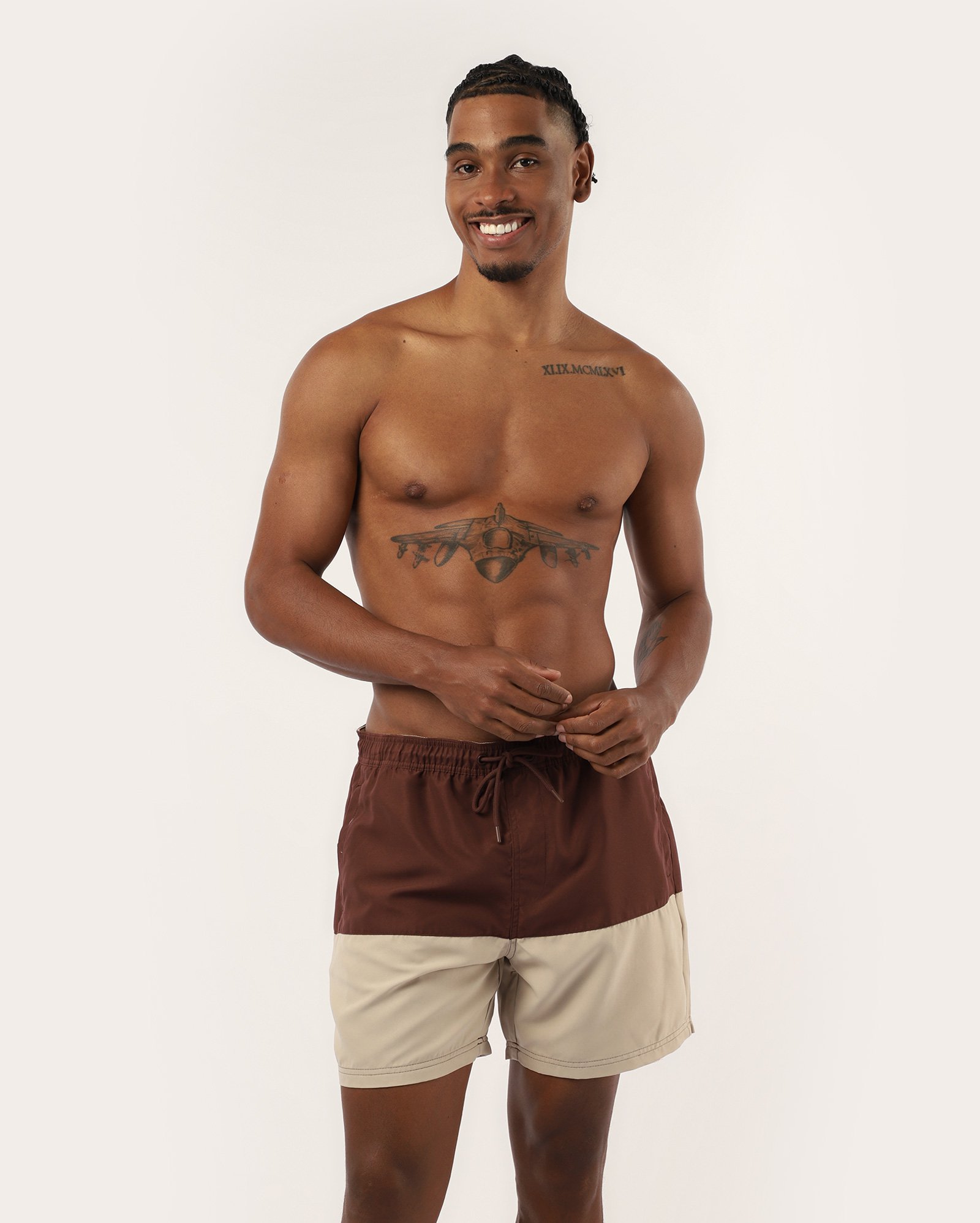 Short água masculino com cordão multicor