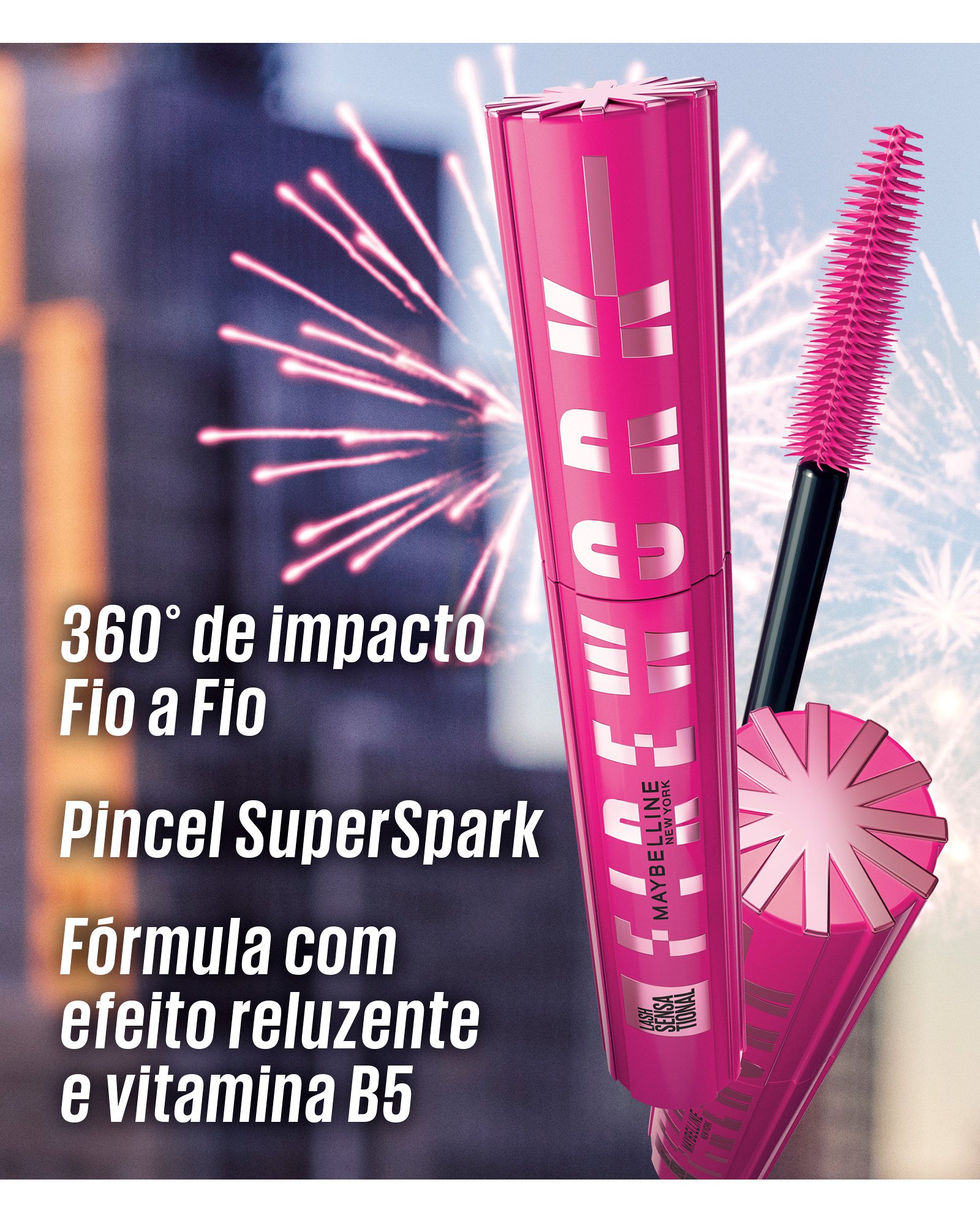 Máscara para cílios Lash Sensational Firework NY preto | Maybelline