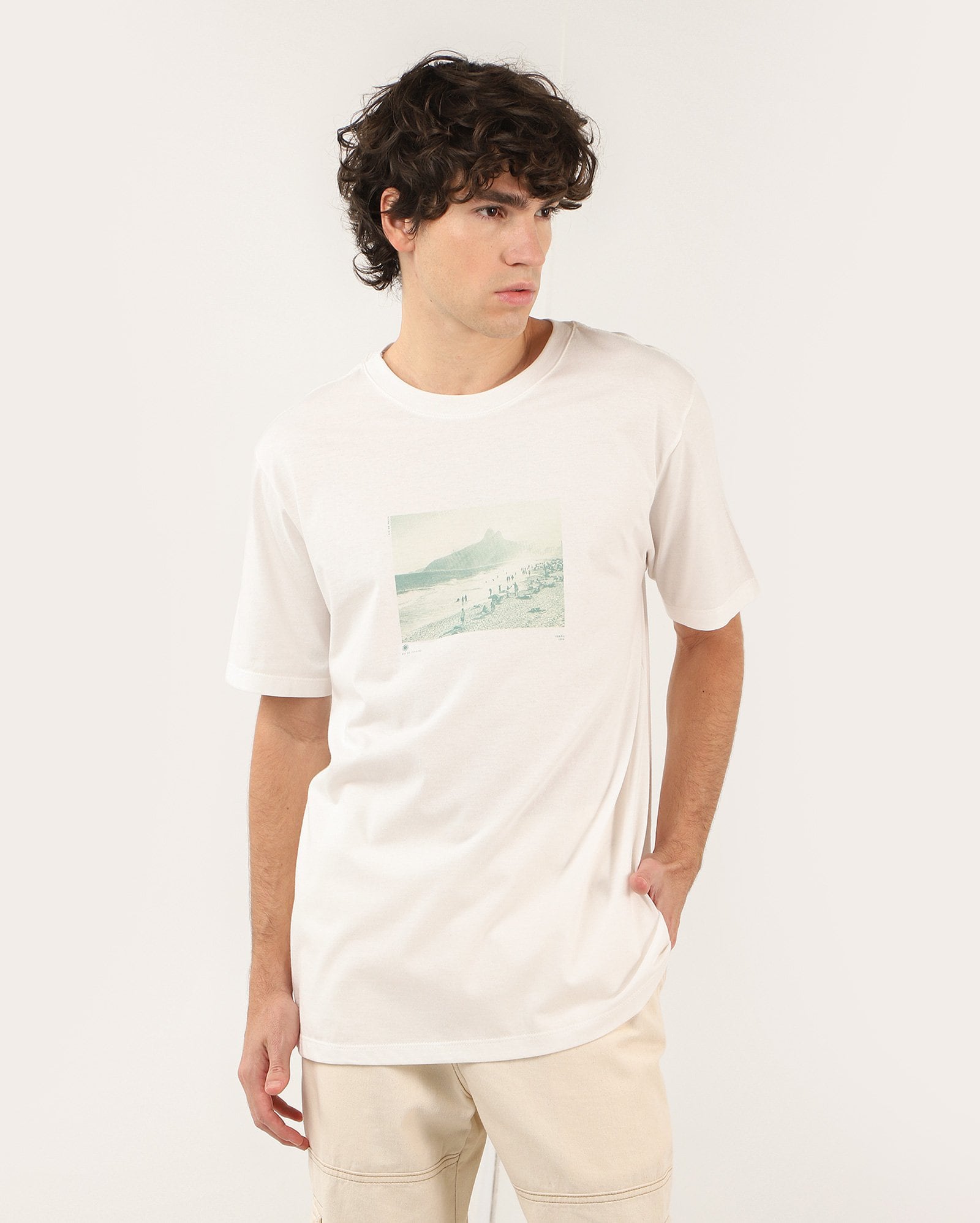 Camiseta masculina regular RJ verão 1998 branca | Pool
