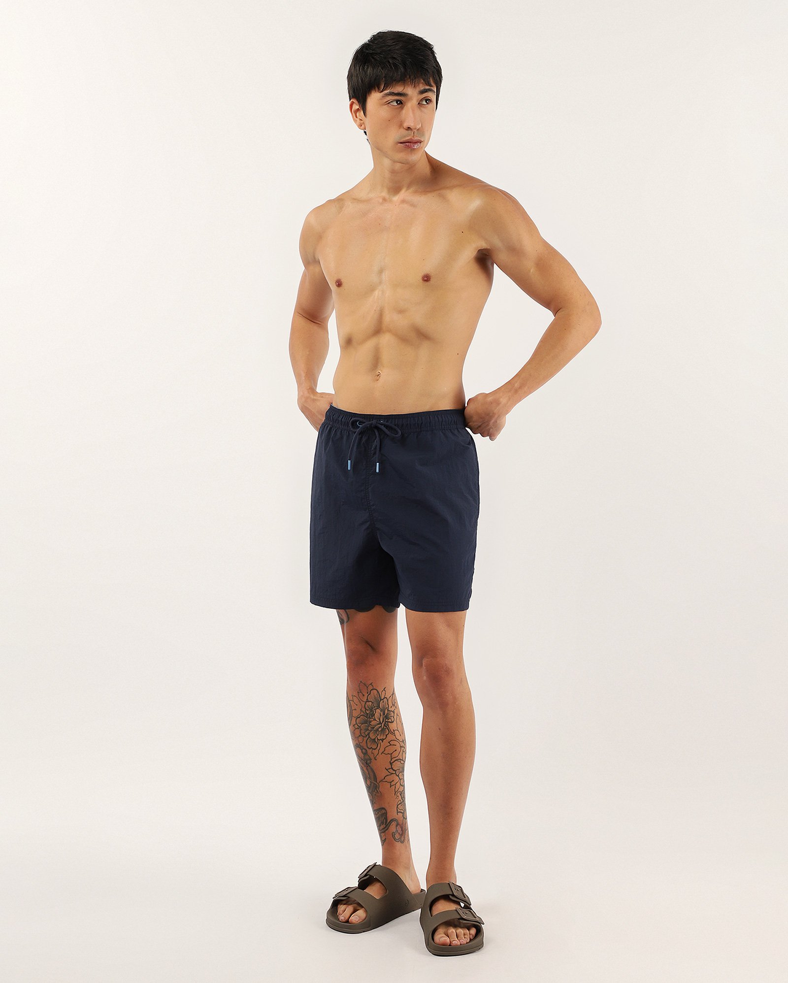 Short água masculino com textura bolsos azul