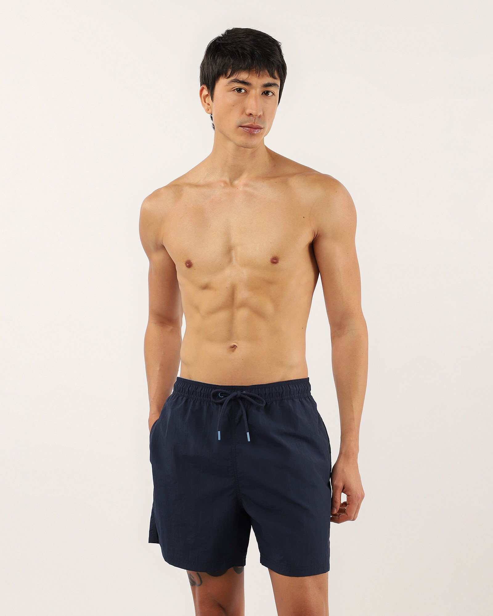Short água masculino com textura bolsos azul