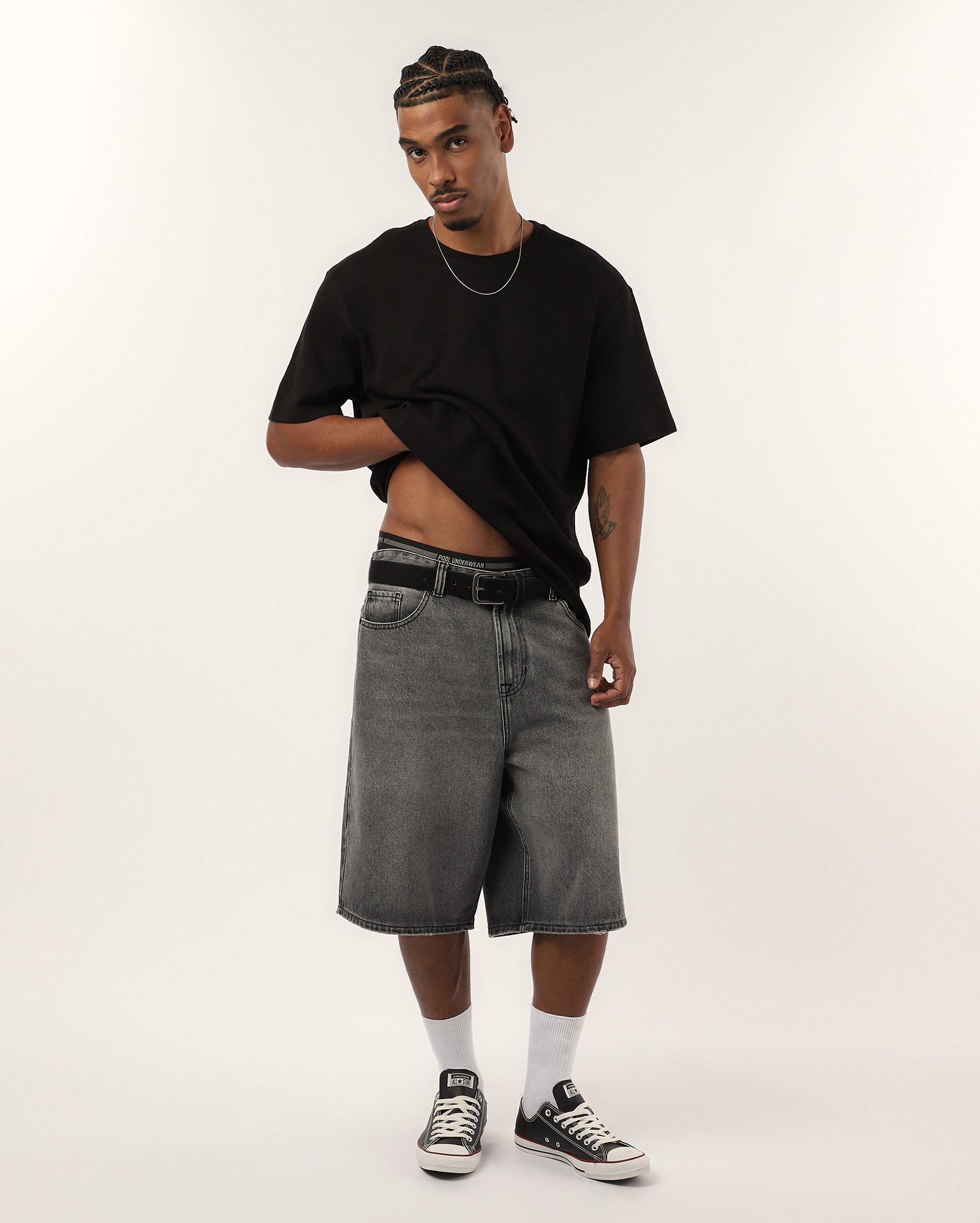 Camiseta masculina relaxed texturizada - Preto Mescla