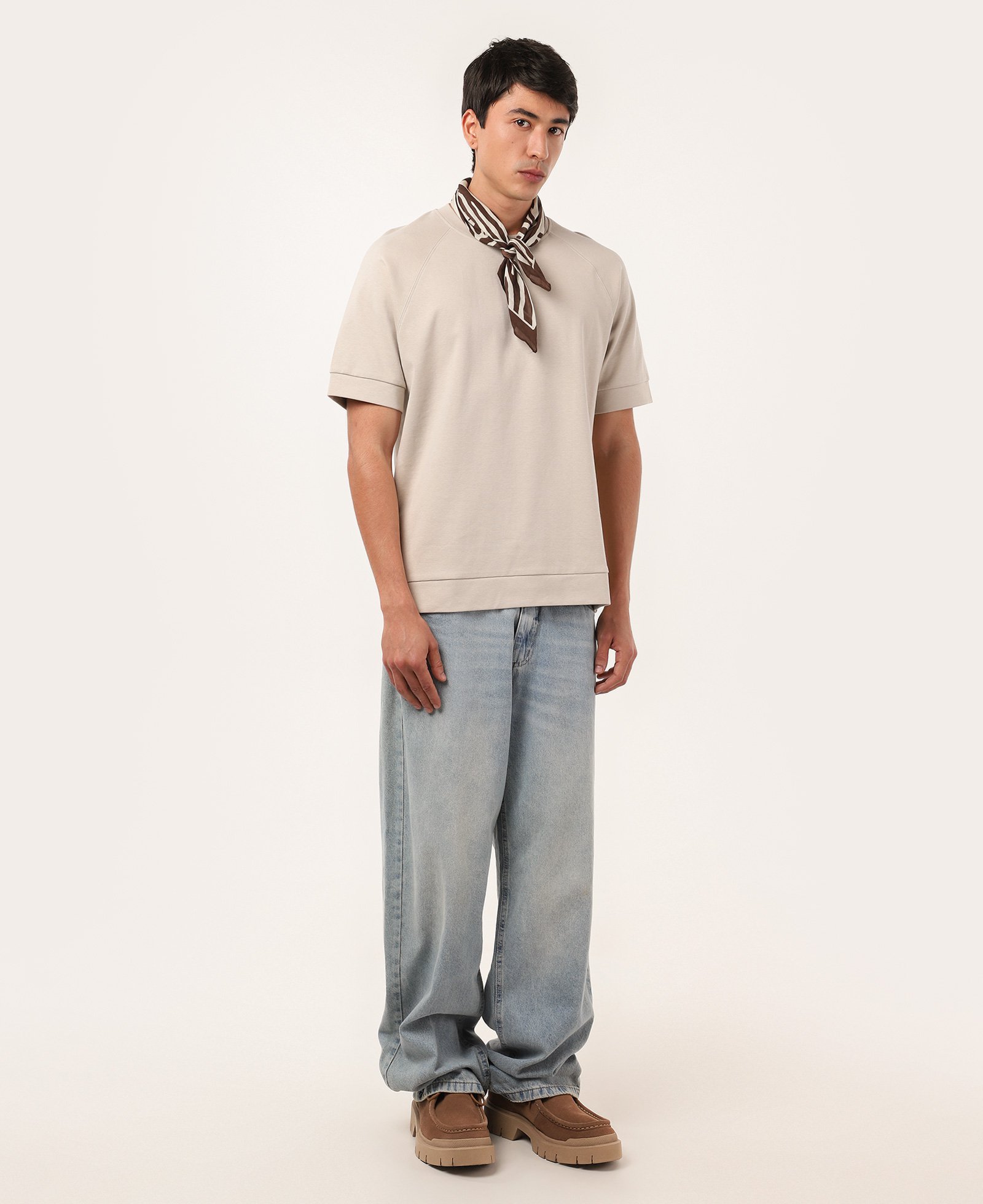 Camiseta masculina relaxed raglan - bege