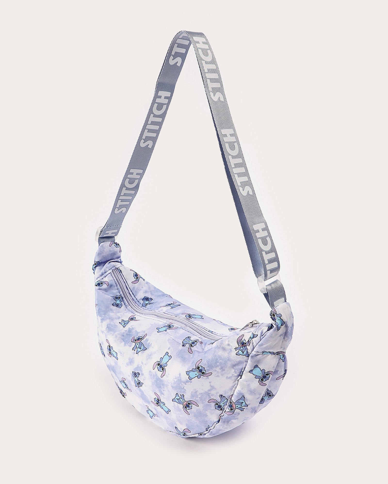 Pochete infantil estampa Stitch e lettering azul | Disney