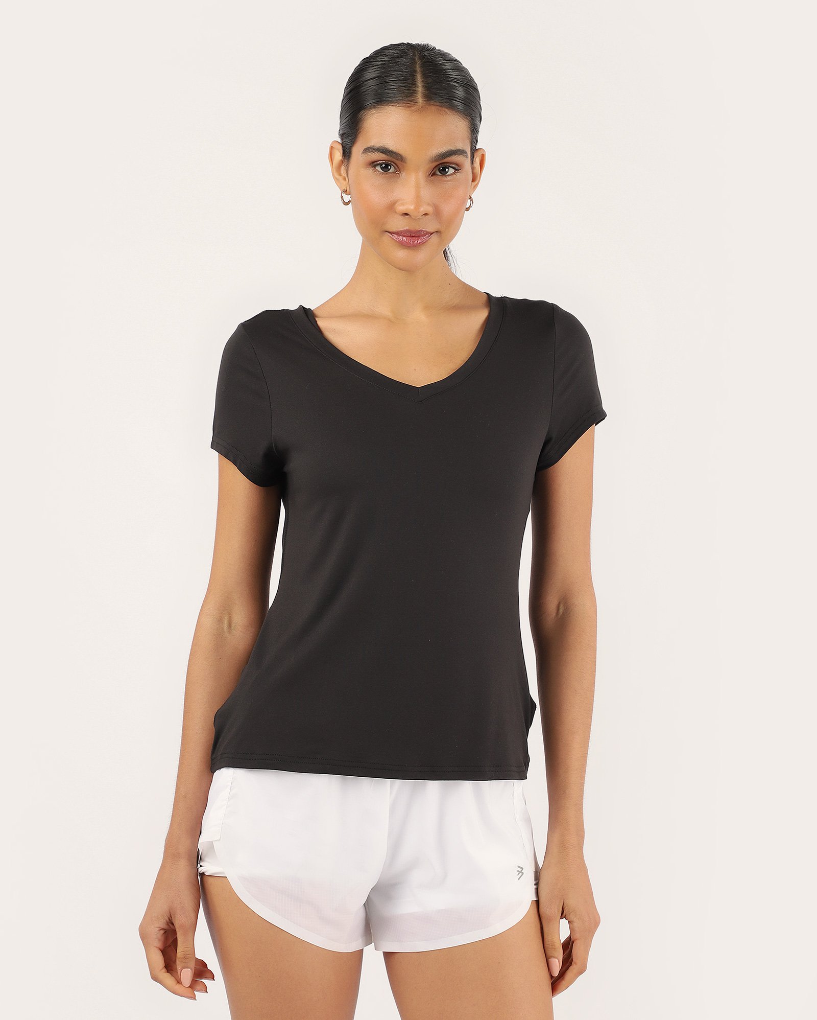Camiseta feminina de treino regular - Preto | Body Work