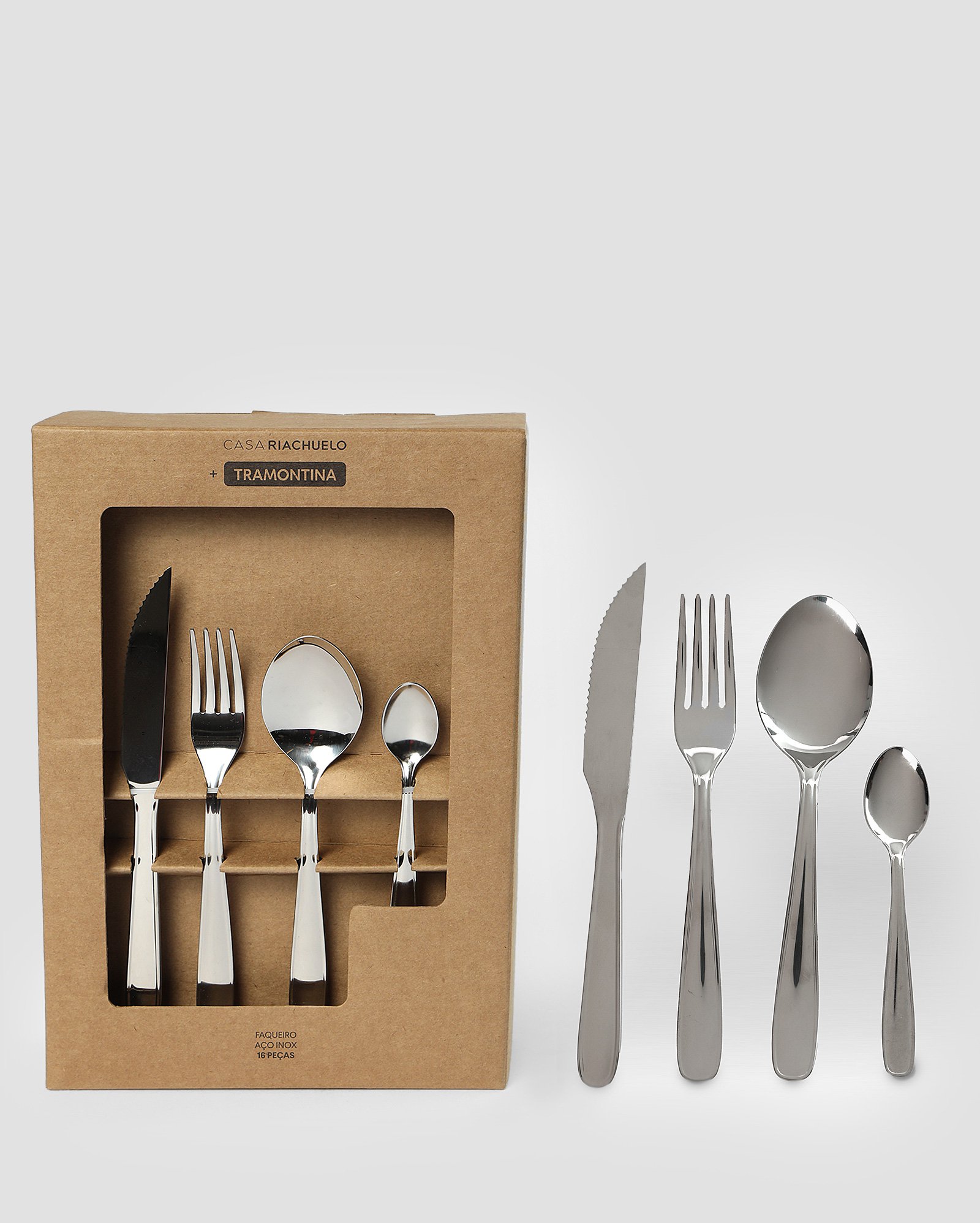 Conjunto de talheres 16 peças Laguna aço inox prata | Casa Riachuelo