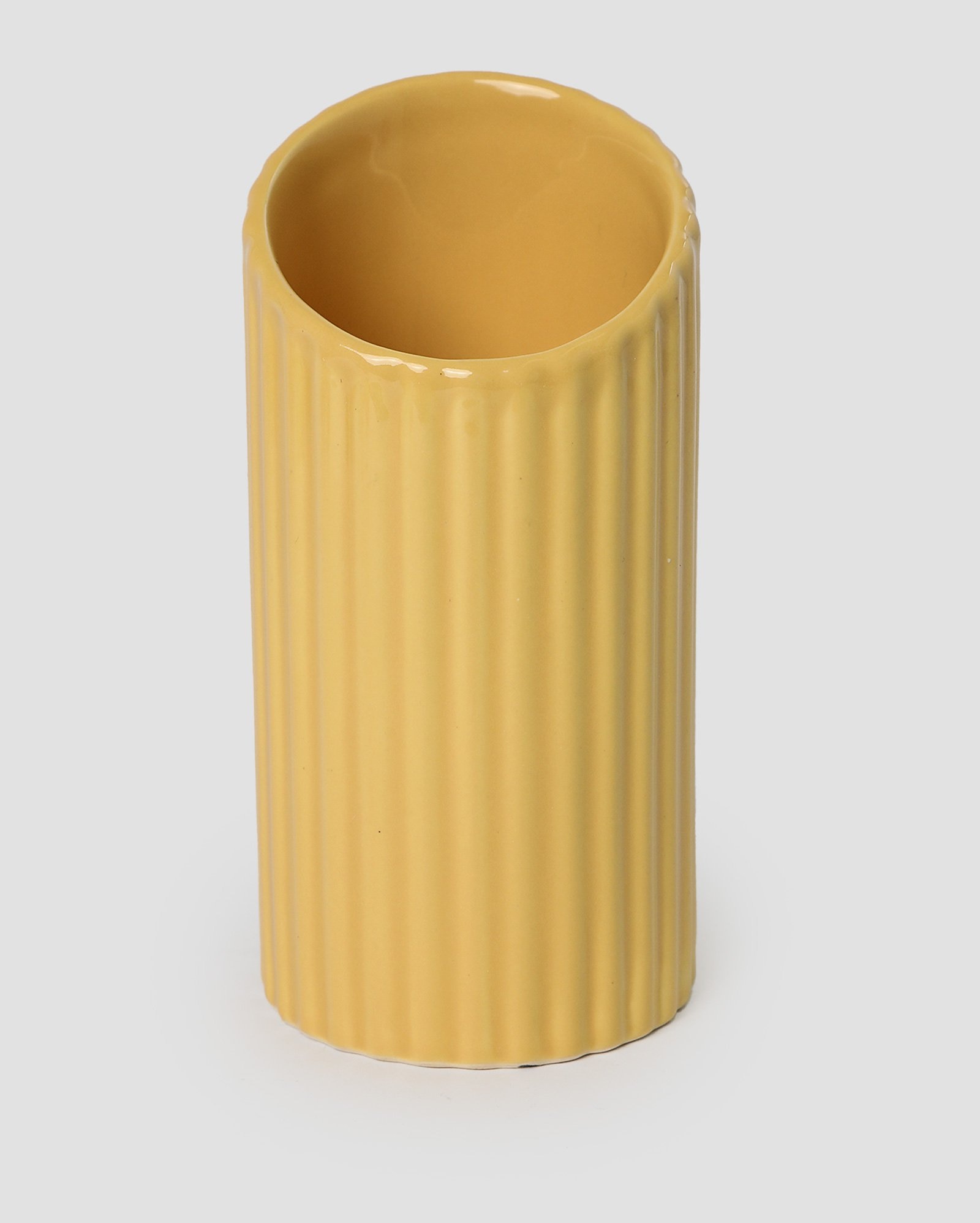 Porta utensílios cerâmica penne texturizado amarelo | Casa Riachuelo