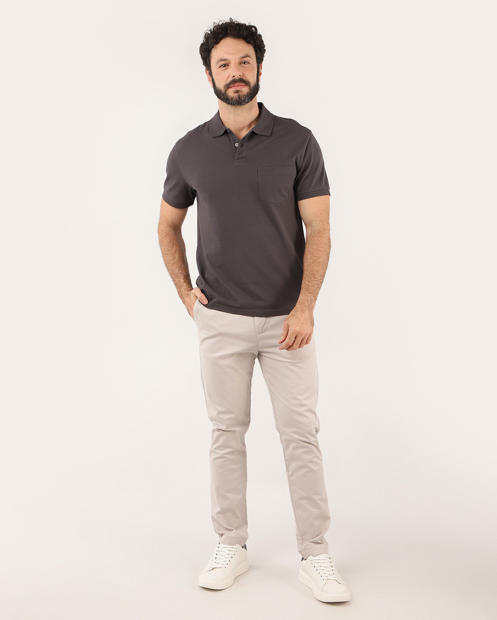 Camisa polo masculina Pool Legacy piquet com bolso - Cinza Escuro