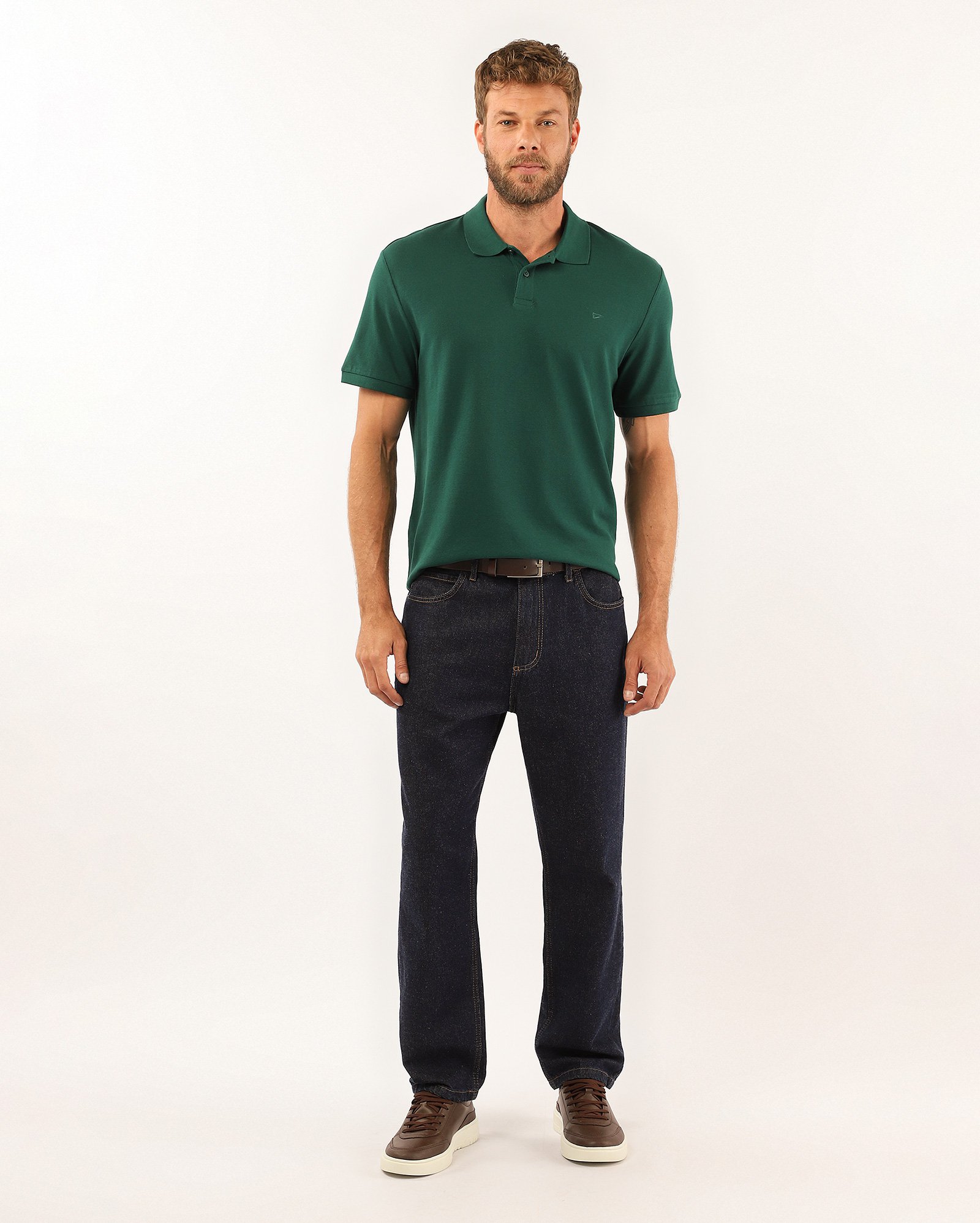Camisa polo masculina Pool Legacy regular piquet verde