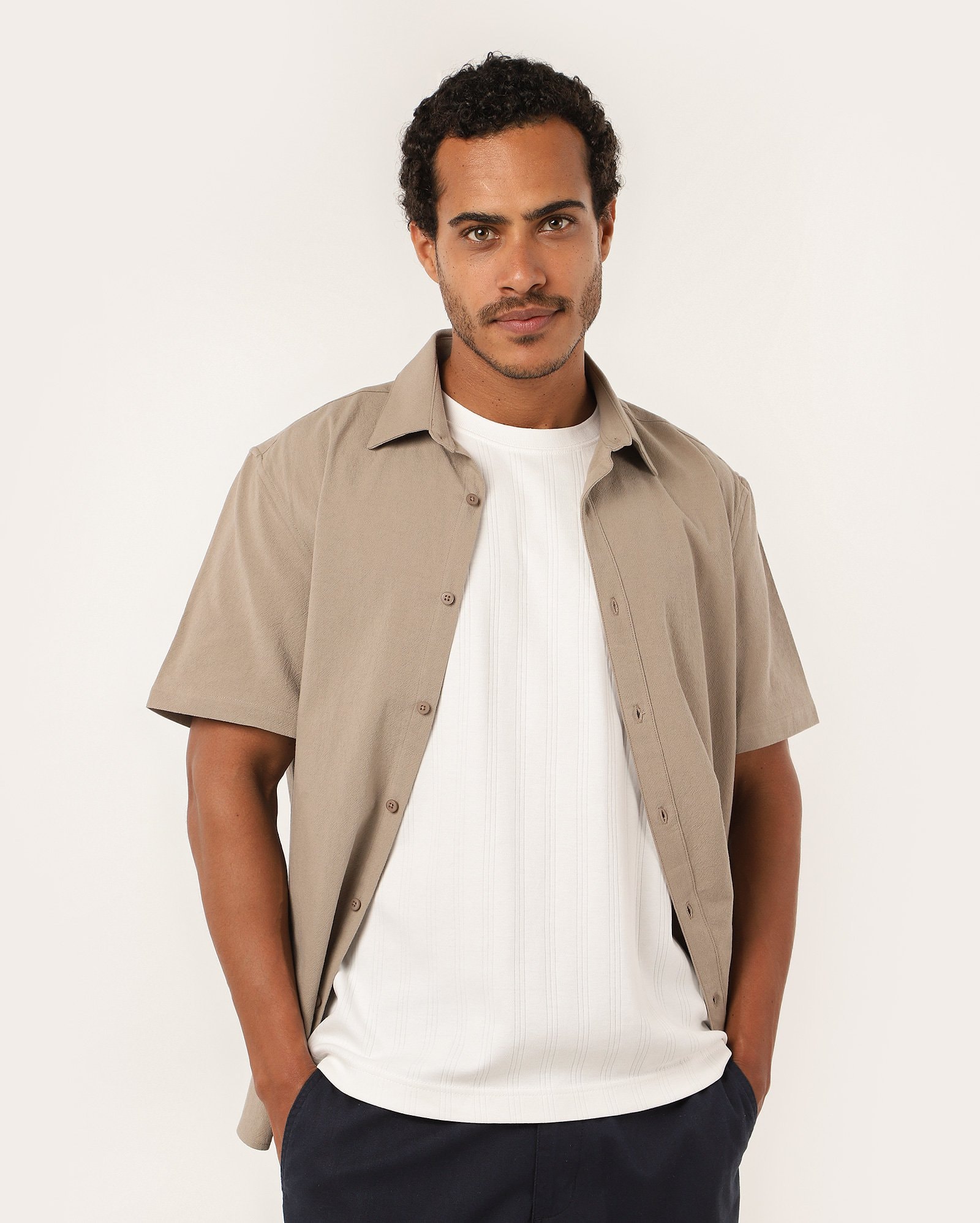 Camiseta masculina relaxed texturizada - Branco