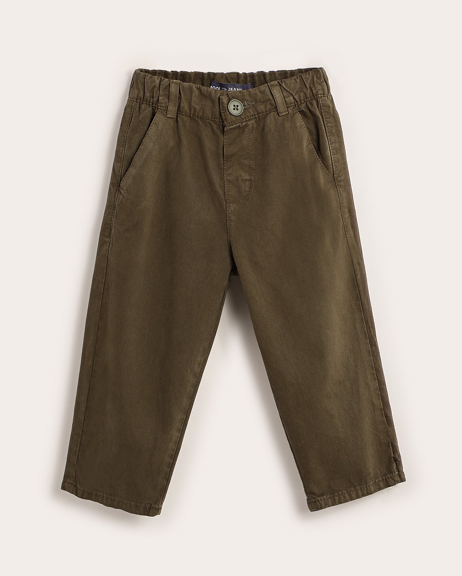 Calça sarja infantil chino cós elástico 1-4A verde