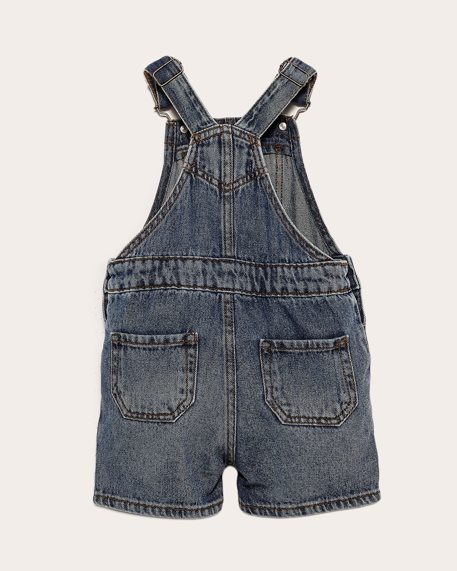 Jardineira jeans infantil com bolso 1-4A denim médio | Pool Kids