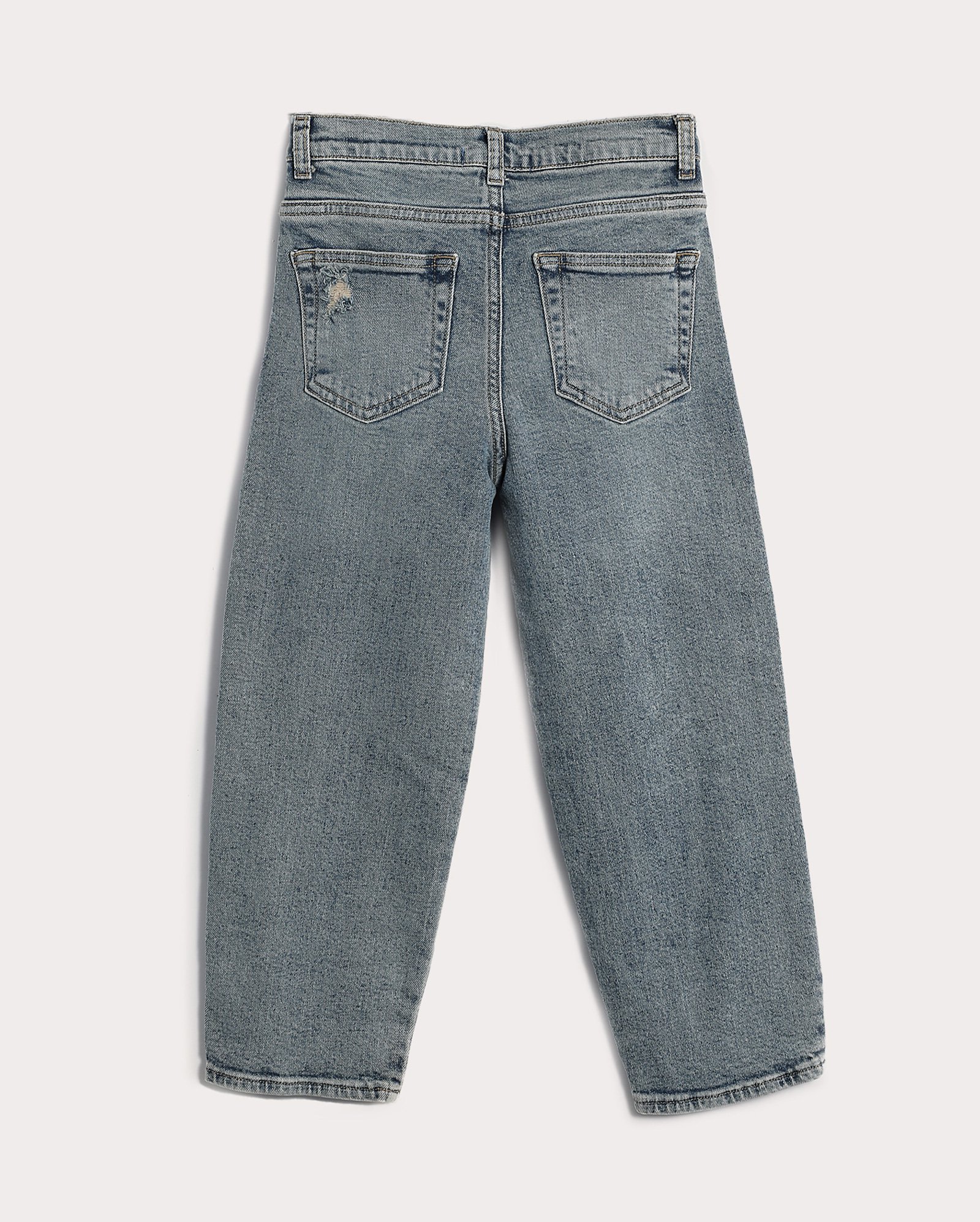 Calça jeans infantil loose com puídos 4-10A denim médio | Pool Kids