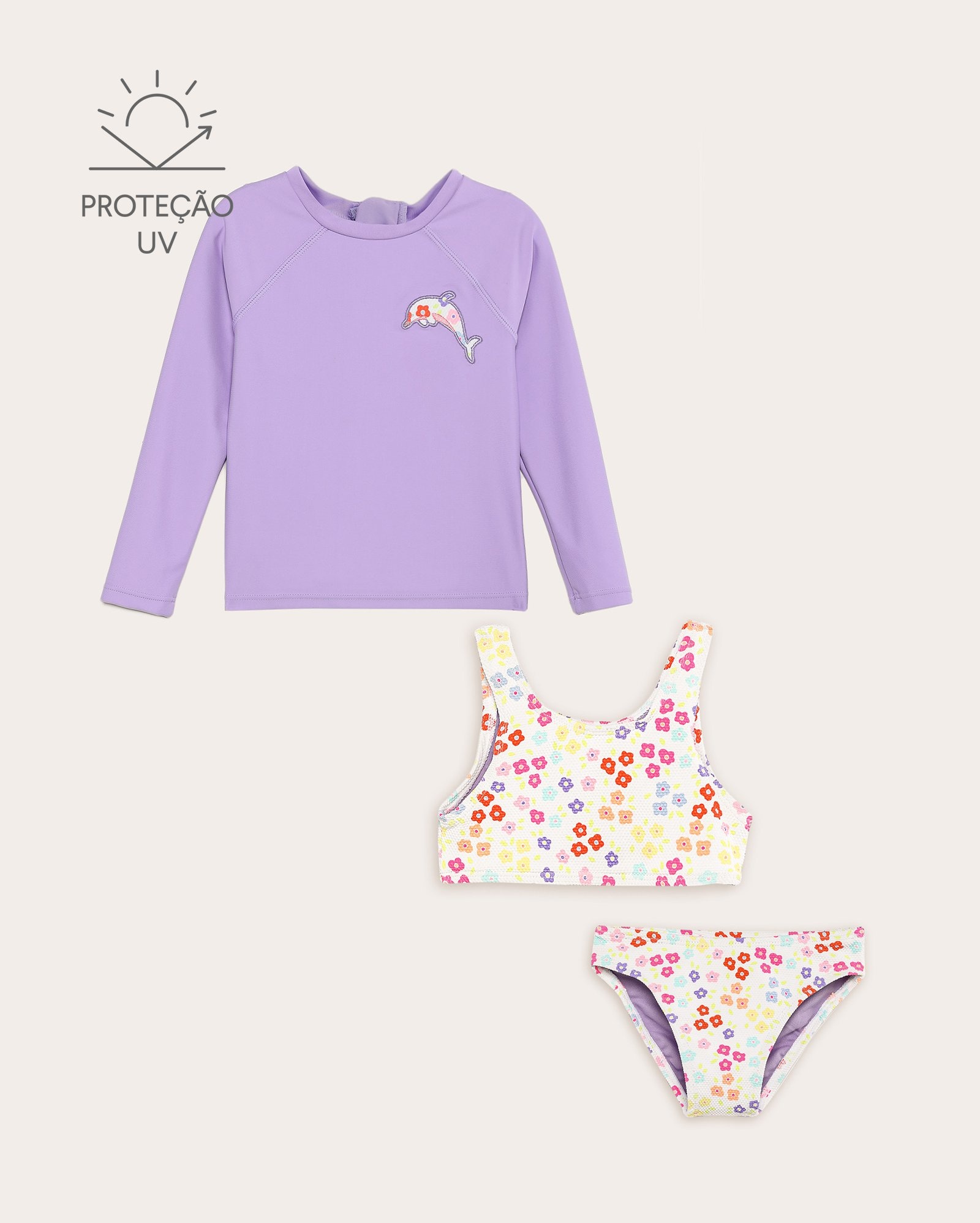 Conjunto de praia infantil 3 peças golfinho 1-4A - multicor