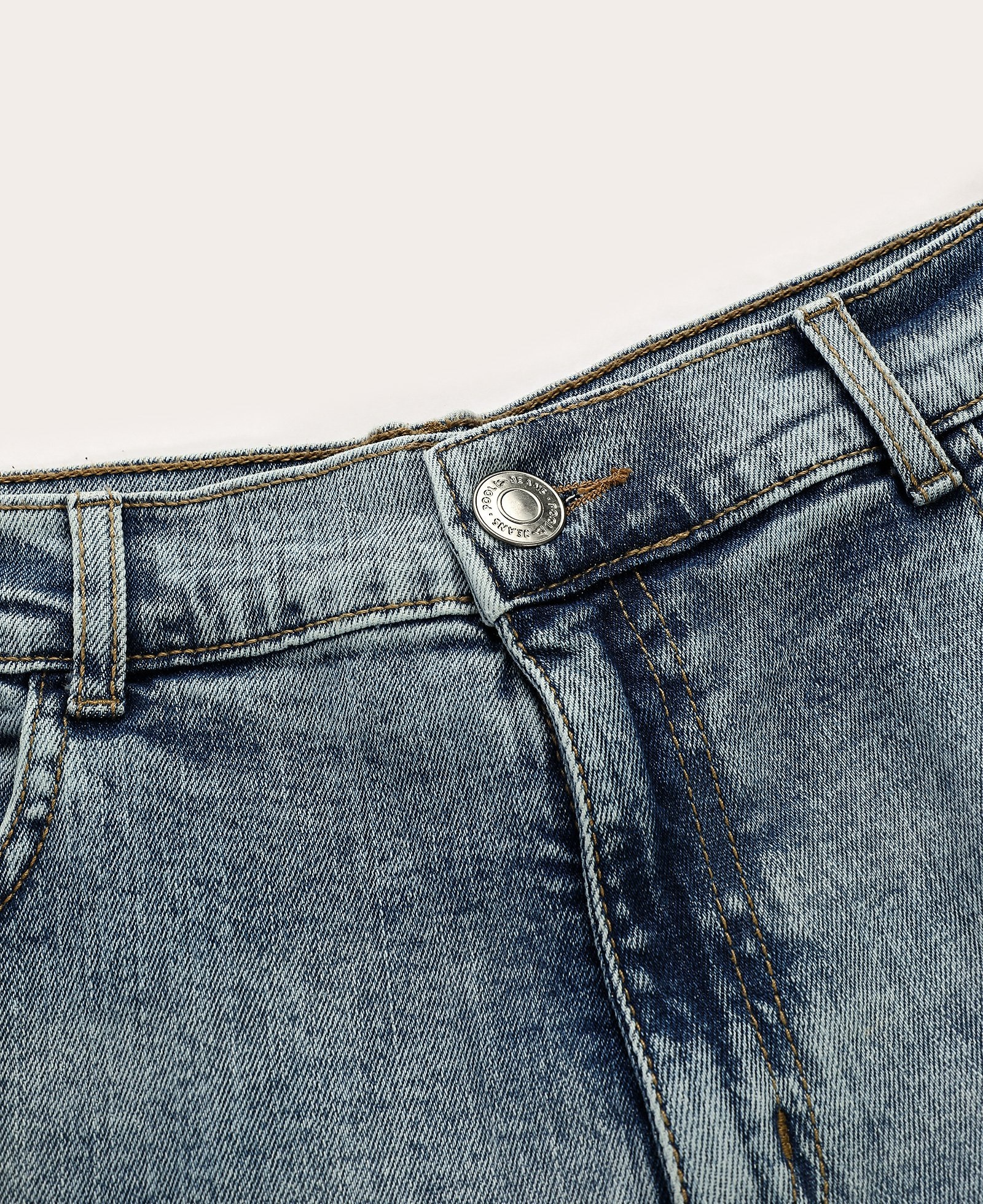 Calça jeans juvenil reta estonada com 5 bolsos denim médio | Pool