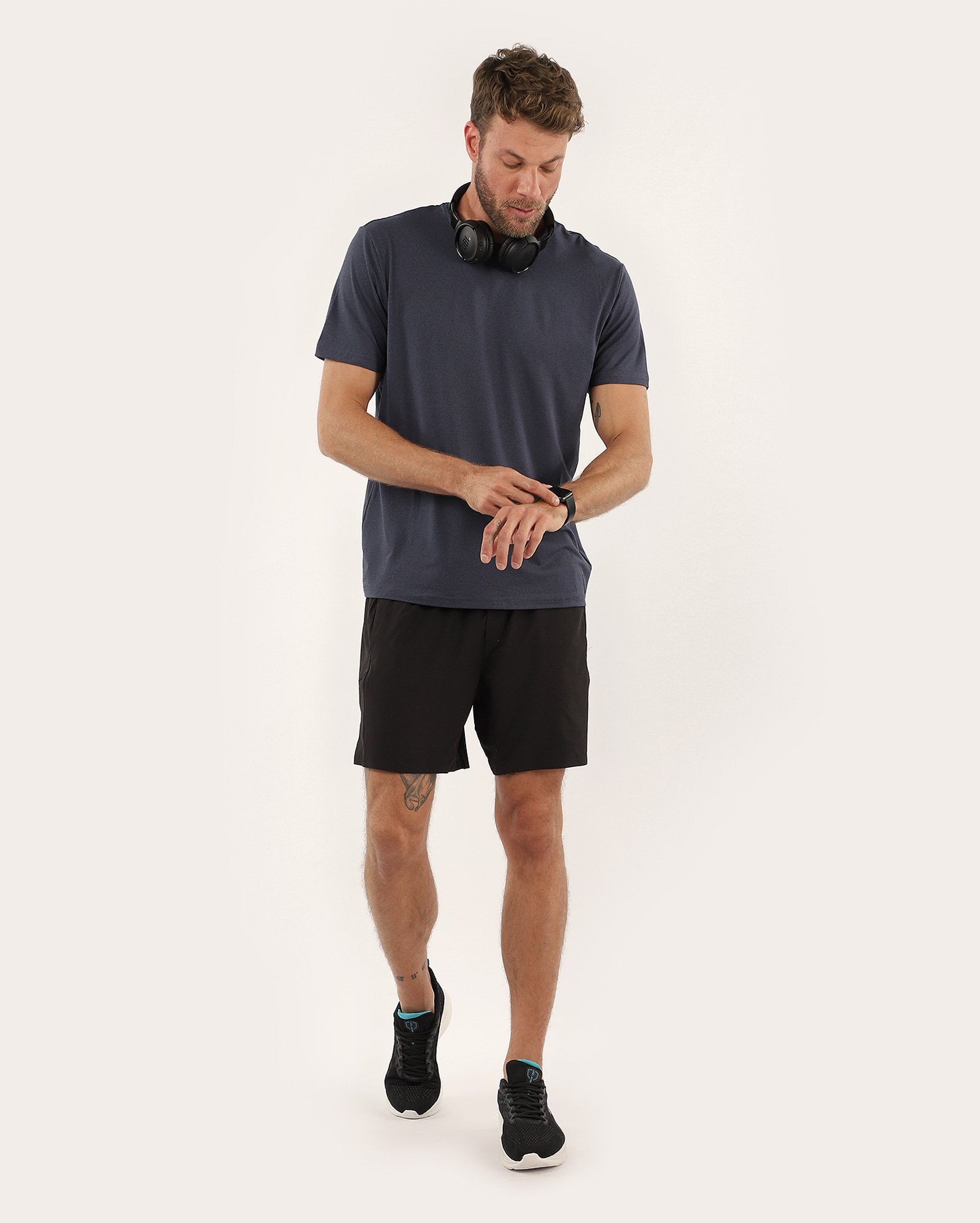 Camiseta masculina de treino regular mescla - Azul Escuro Mescla | Body Work