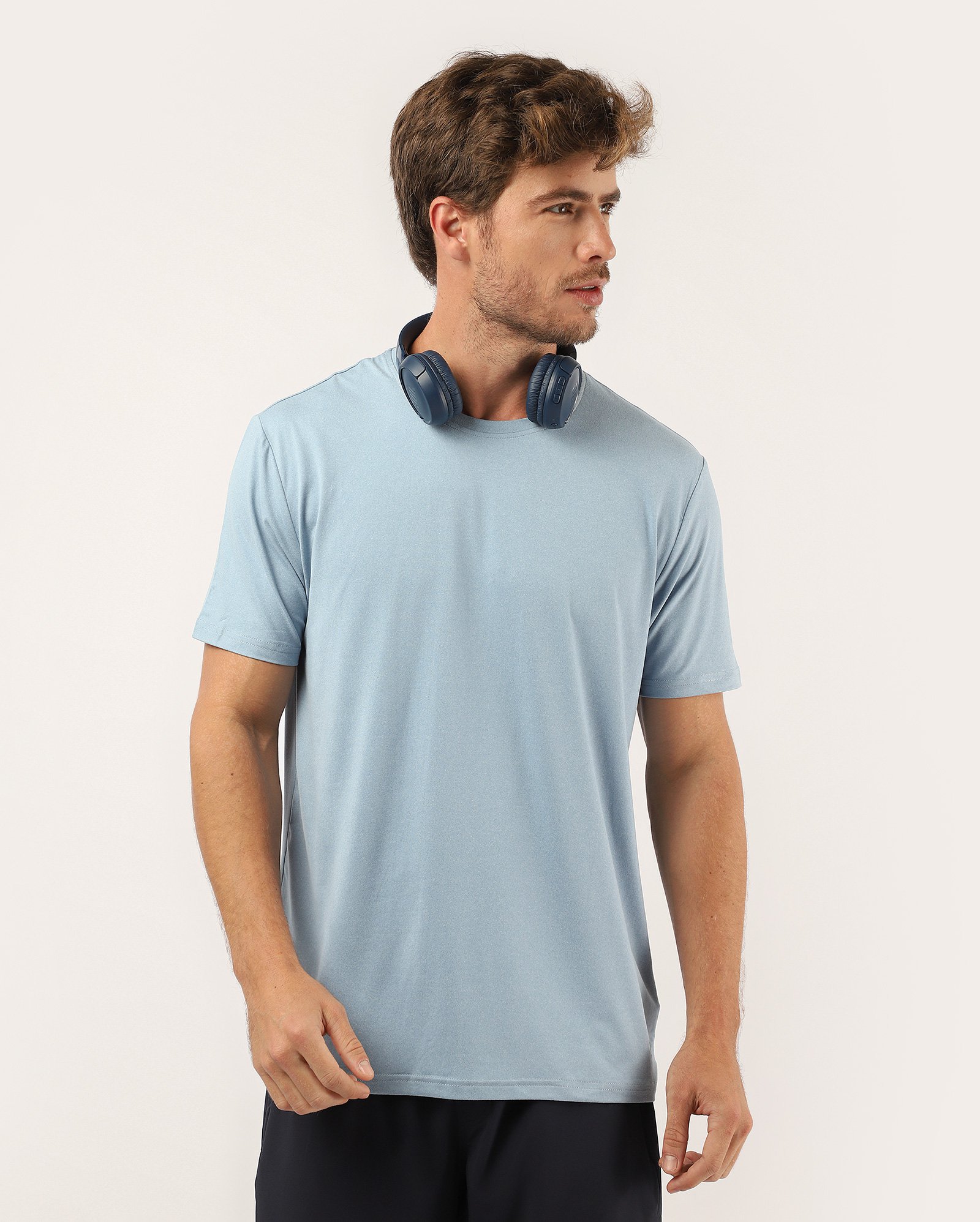 Camiseta masculina de treino regular mescla - Azul | Body Work