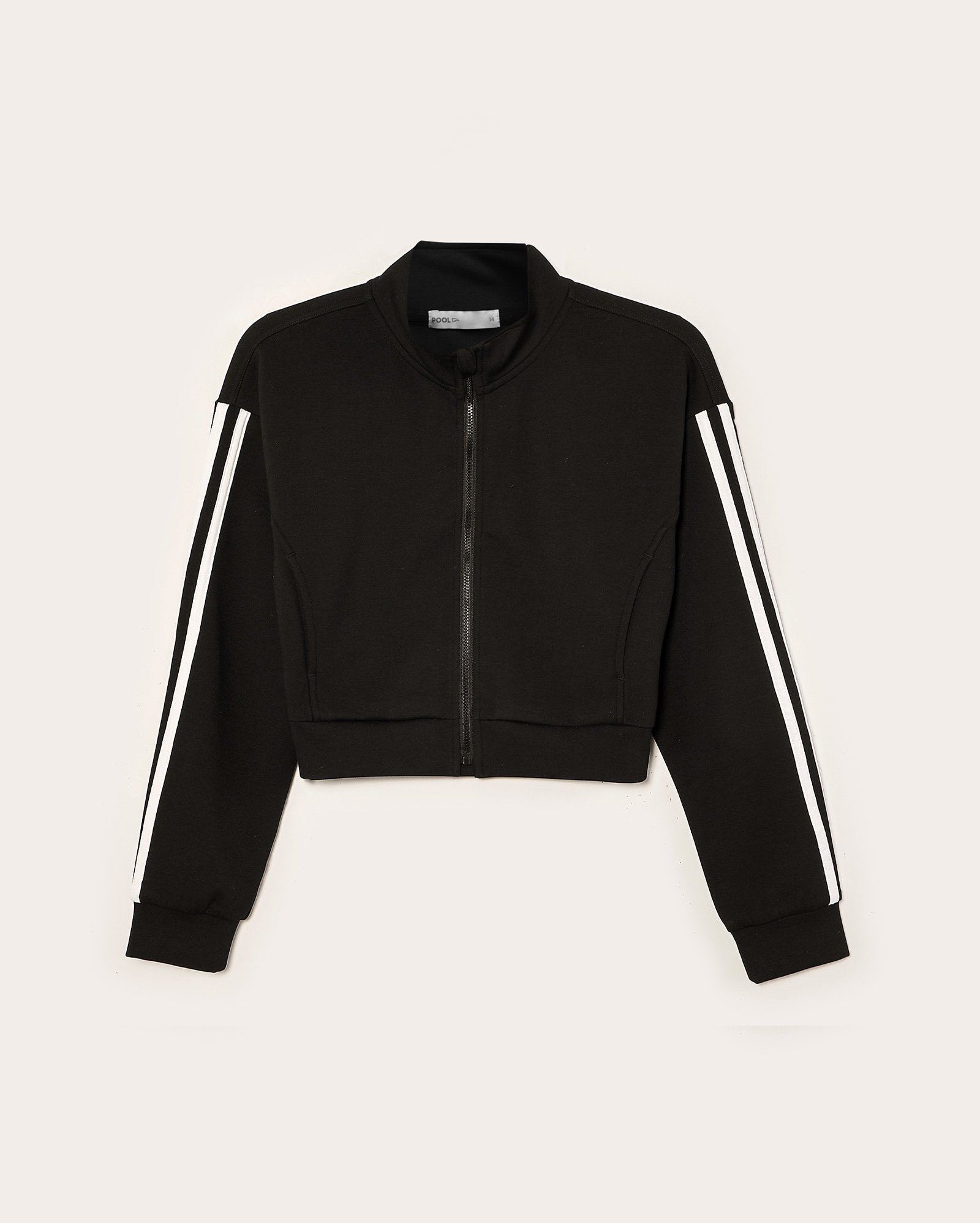 Blusa de moletom juvenil em viscose detalhe contrastante - Preto | Pool