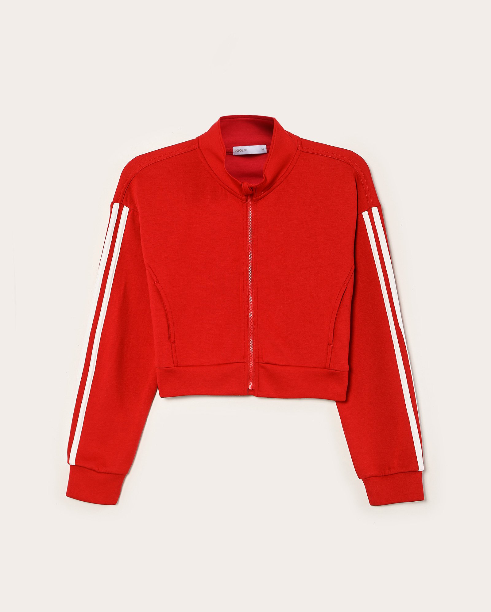 Blusa de moletom juvenil em viscose detalhe contrastante - Vermelho | Pool