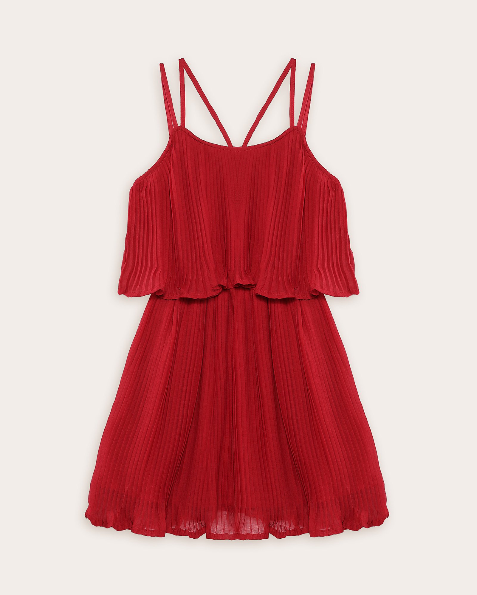 Vestido juvenil godê com babados vermelho | Pool