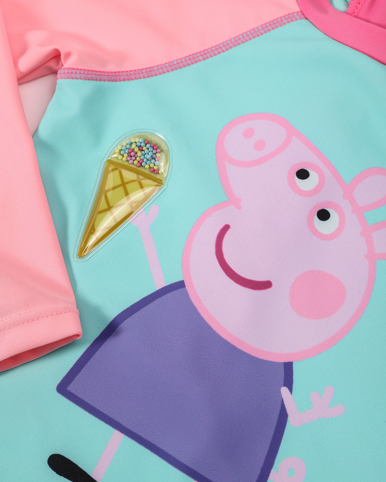 Maiô infantil Peppa Pig manga longa raglan 1-4A azul | Hasbro