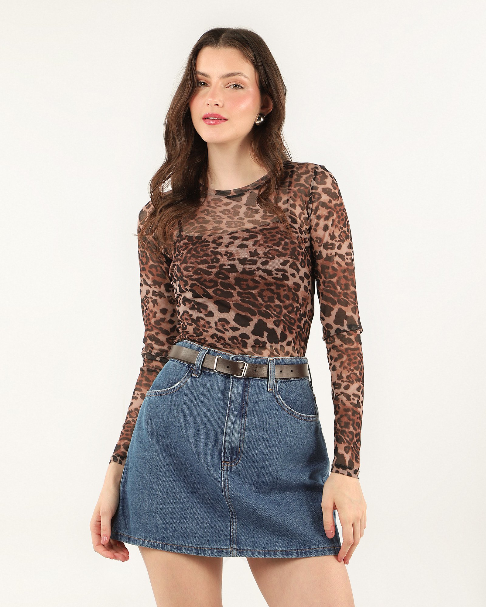 Mini saia jeans com cinto - Jeans Médio | Pool Jeans