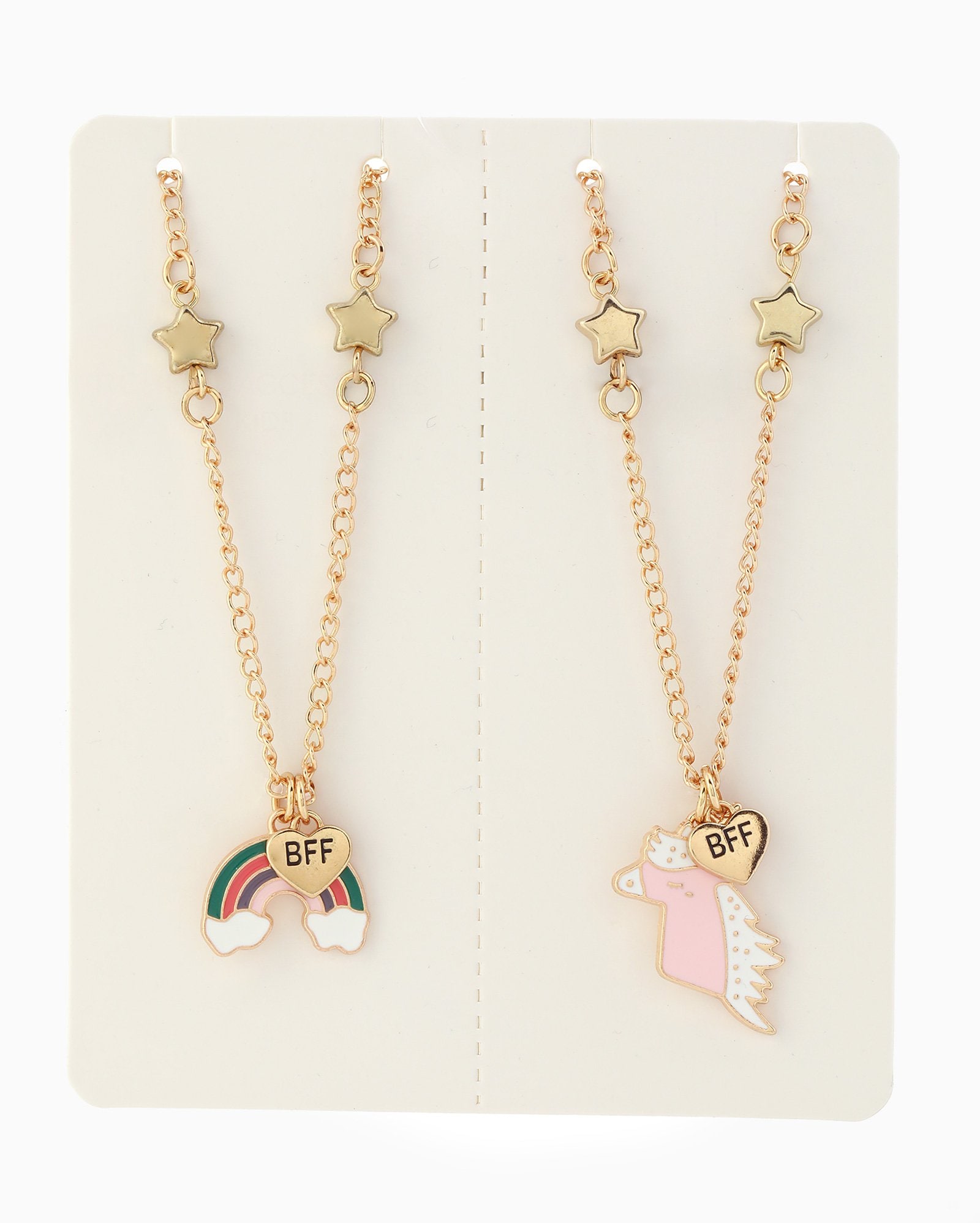 Kit colar infantil 2 peças unicórnio BFF dourado