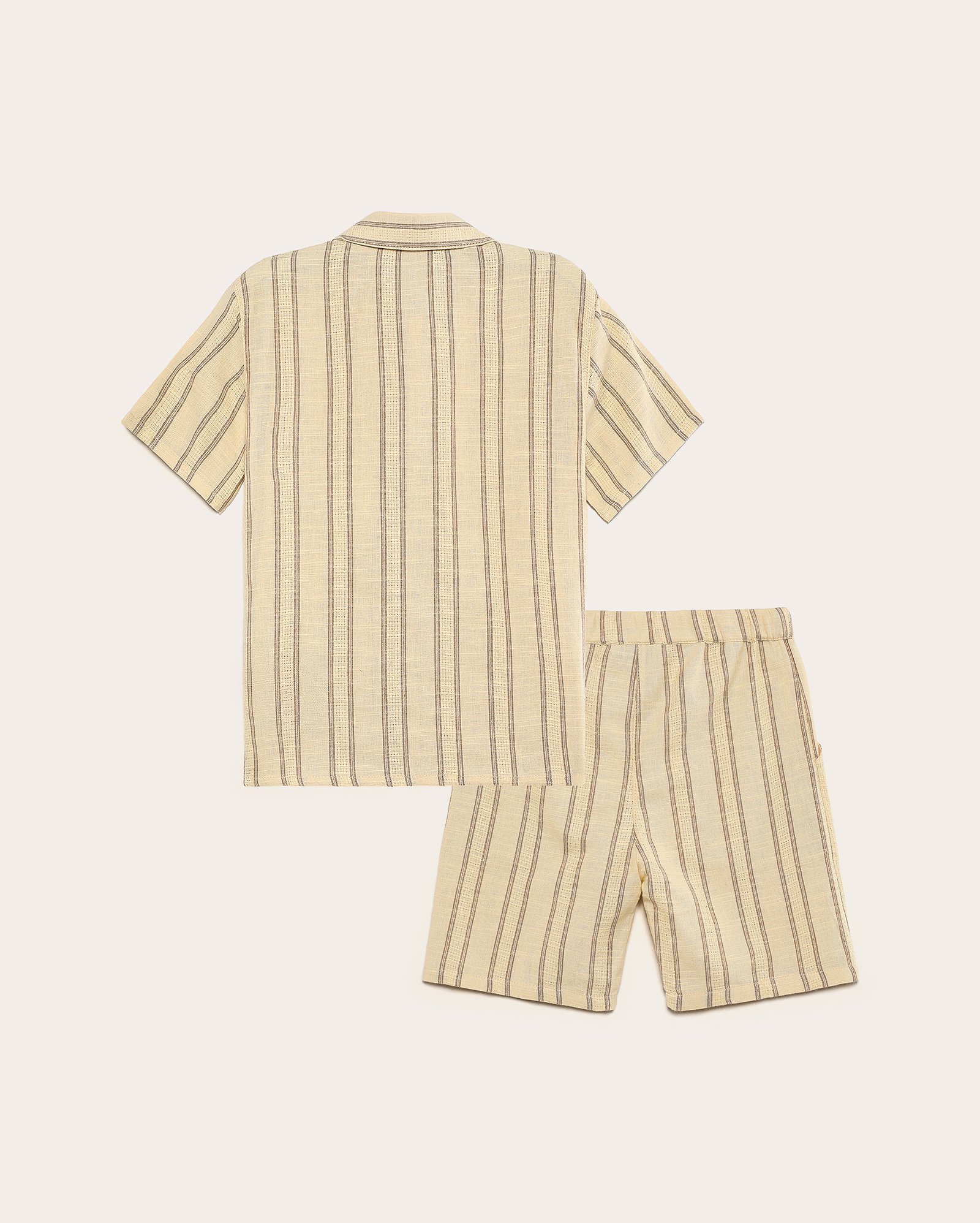 Conjunto curto infantil listrado 4-10A - bege