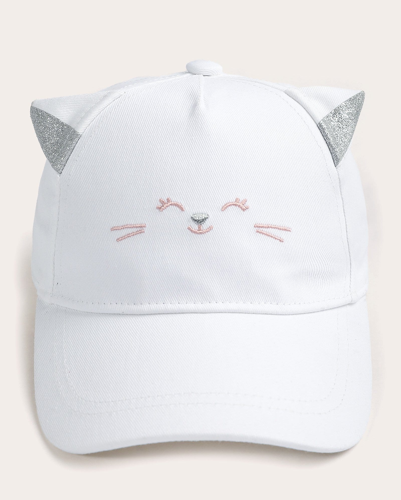 Boné infantil aba curva gatinho interativo branco